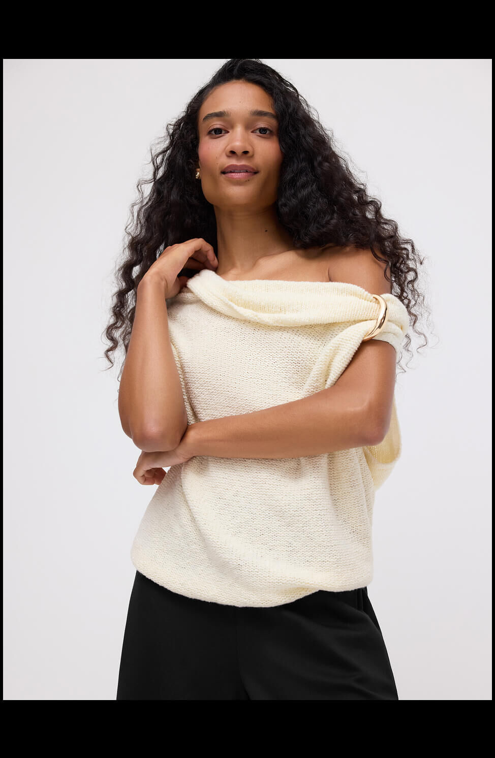 Peruvian Cotton Cloud Drape Neck Vest Looks