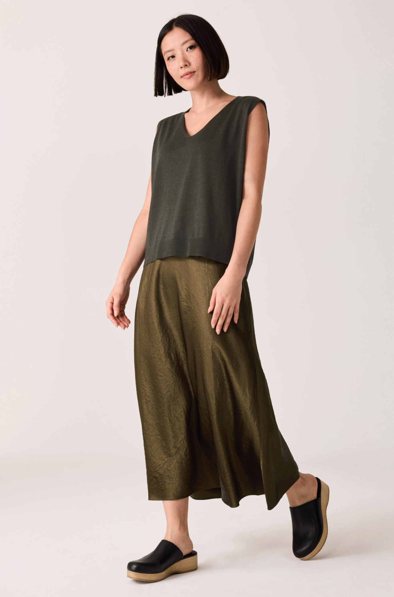 Textured Satin Bias Skirt