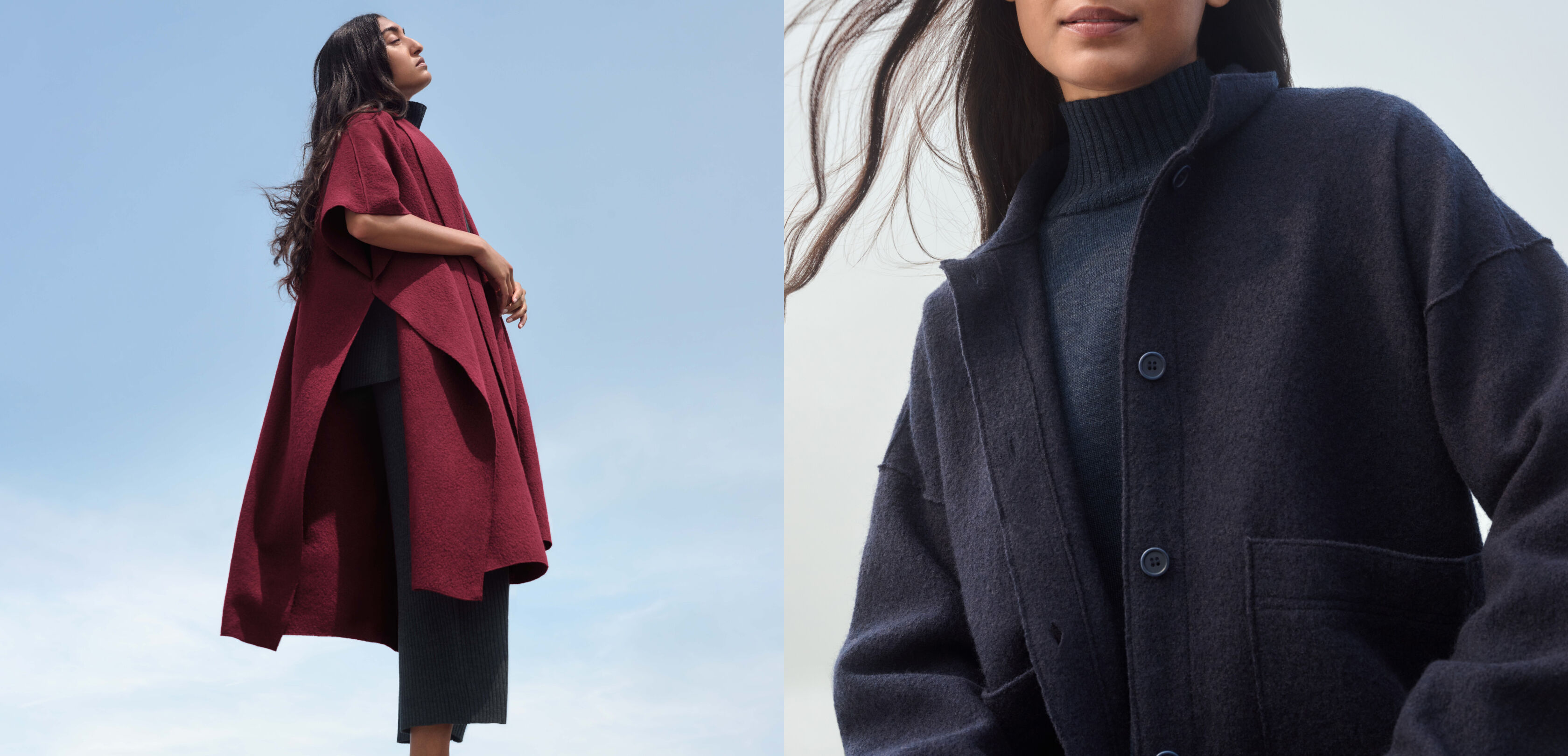 Lightweight Boiled Wool Serape and Classic Collar Jacket Lightweight Boiled Wool Serape and Classic Collar Jacket