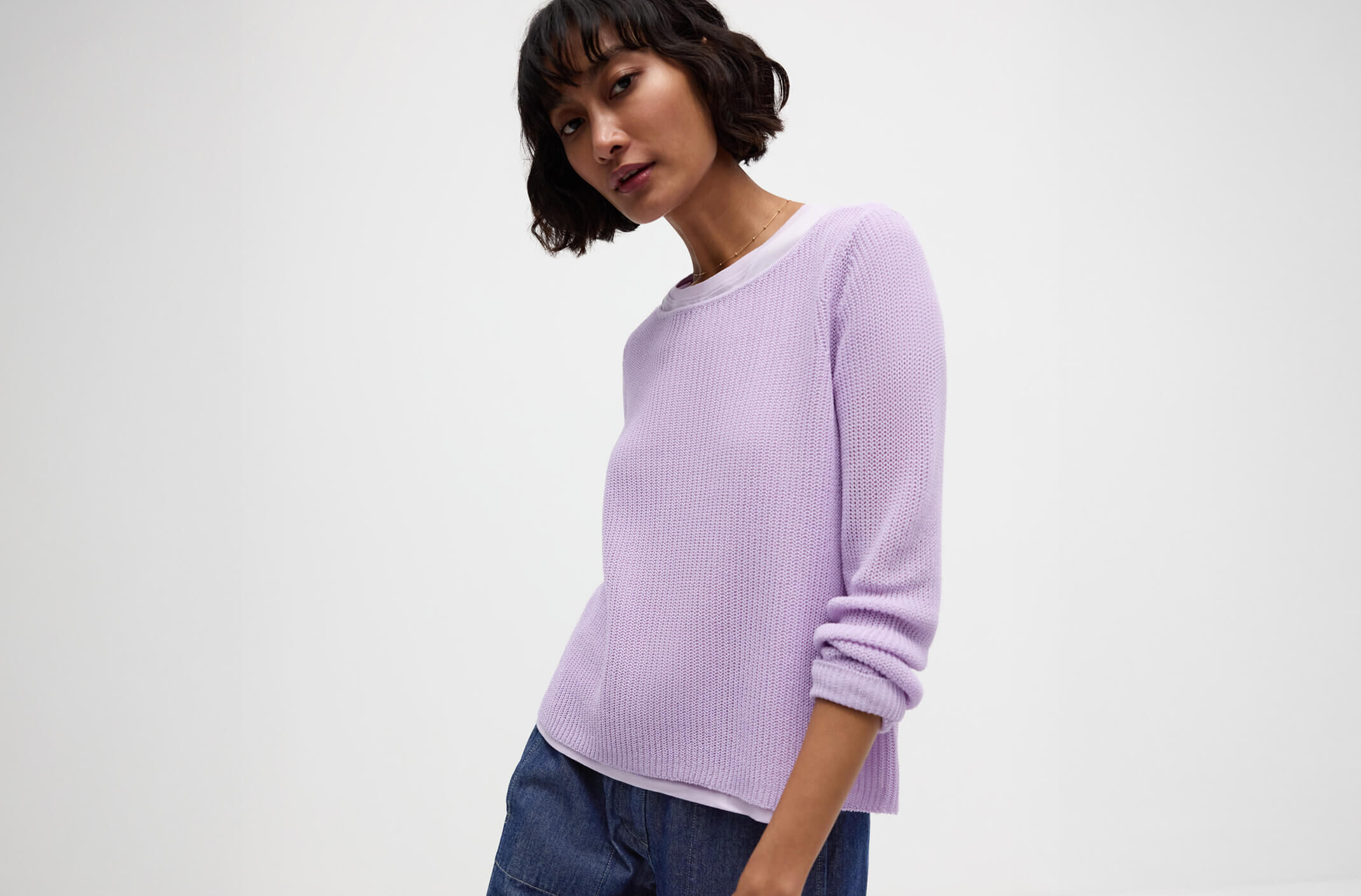 Cotton Silk Cord Ballet Neck Top