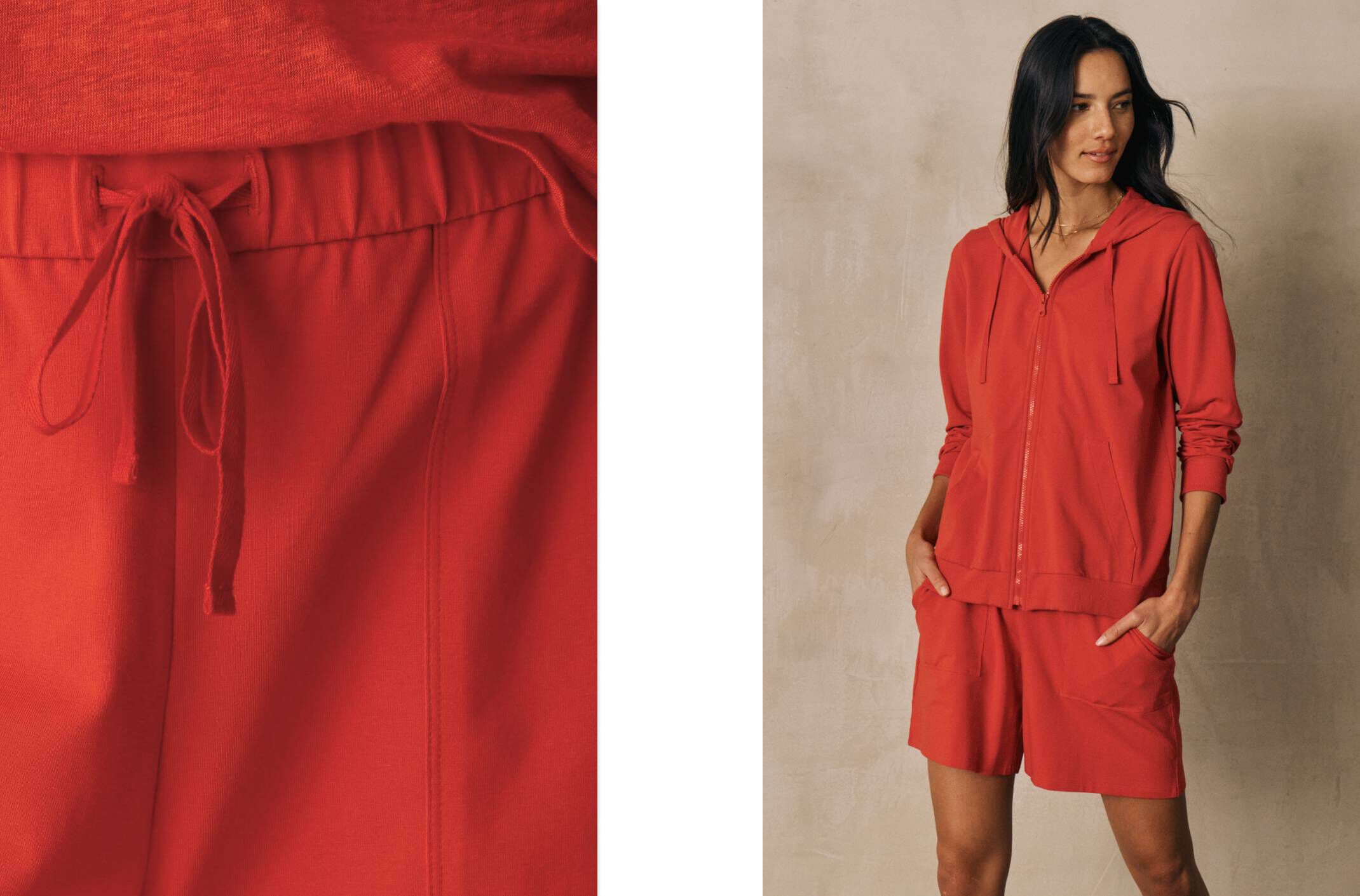 Pima Cotton Stretch Jersey Hooded Jacket and Shorts