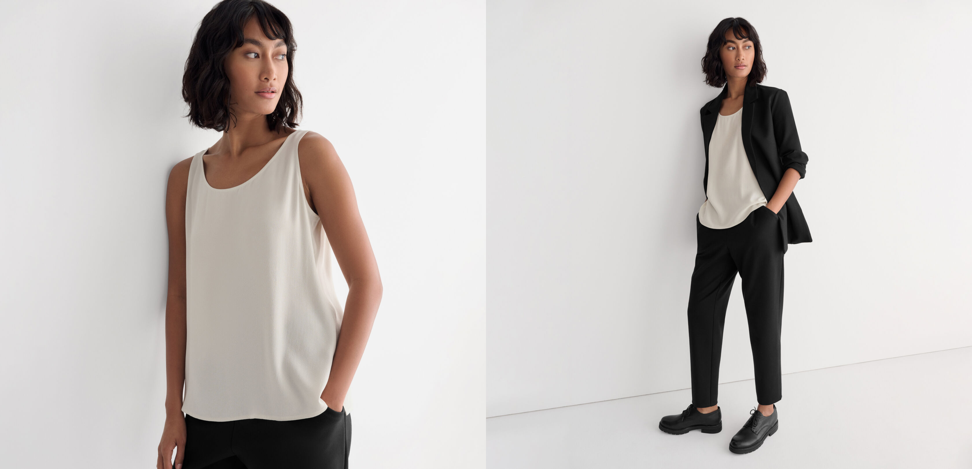 Silk Georgette Crepe Ballet Neck Tank