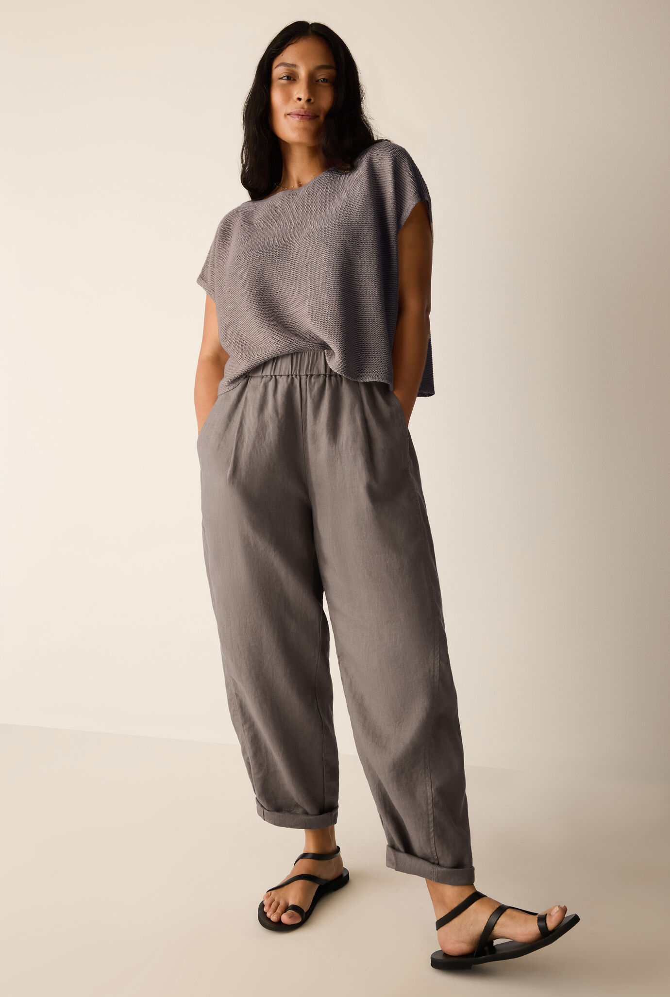 Organic Linen Pleated Lantern Pant