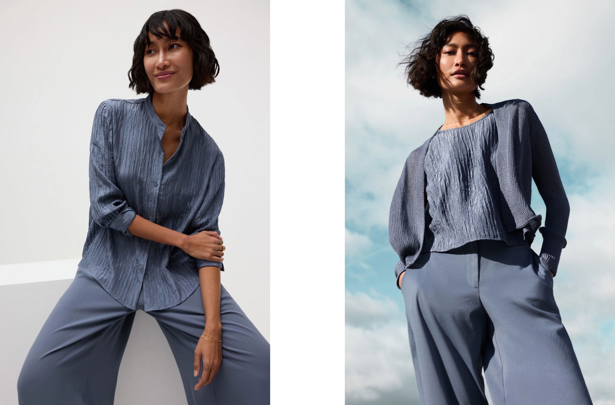 New Tops in Textured Silk Jacquard