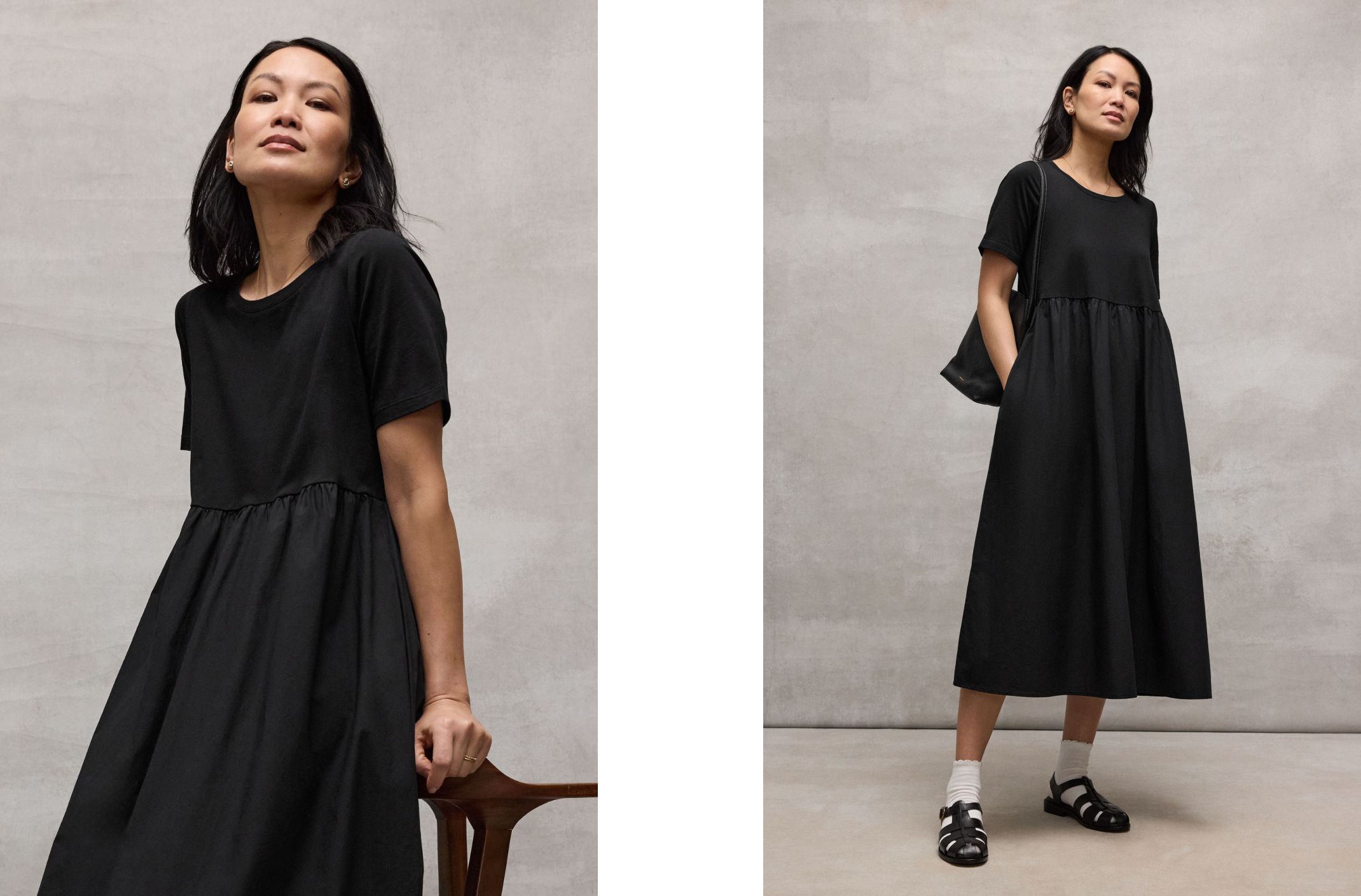 Organic Cotton Poplin Round Neck Dress