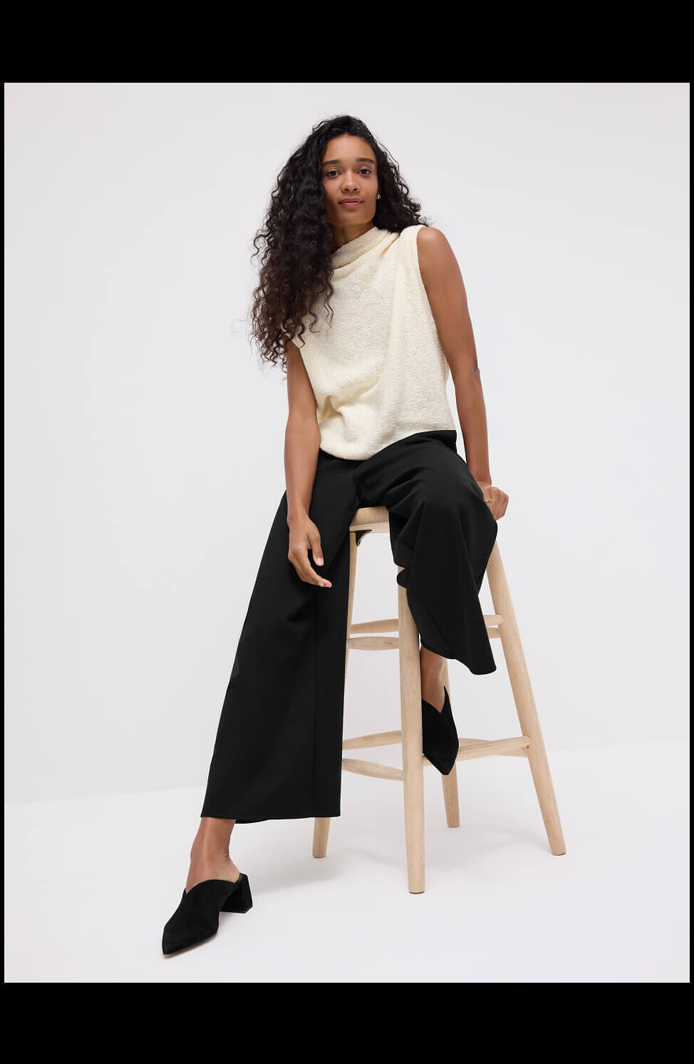 Peruvian Cotton Cloud Drape Neck Vest Looks