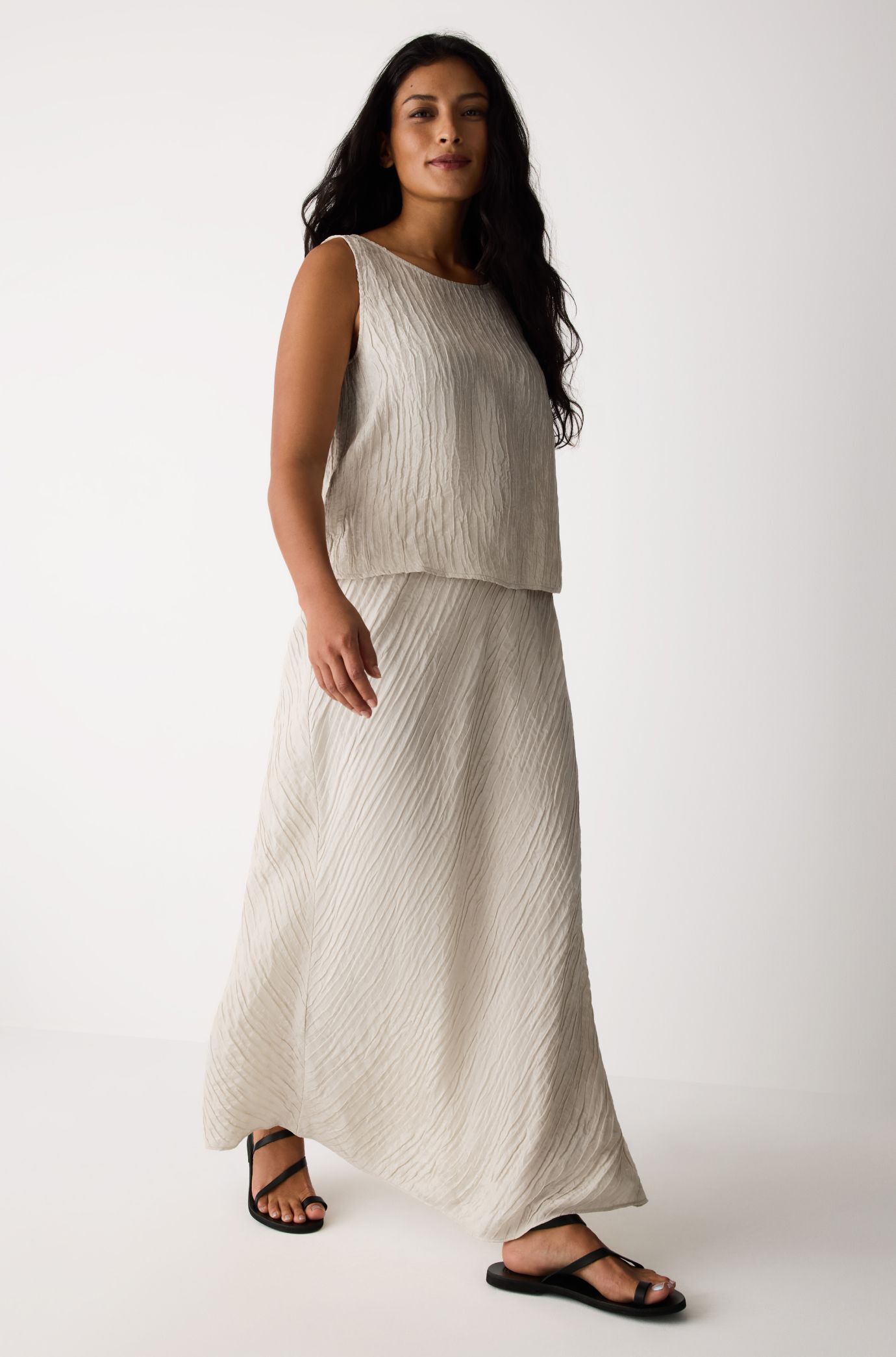 Textured Silk Jacquard Top and Skirt