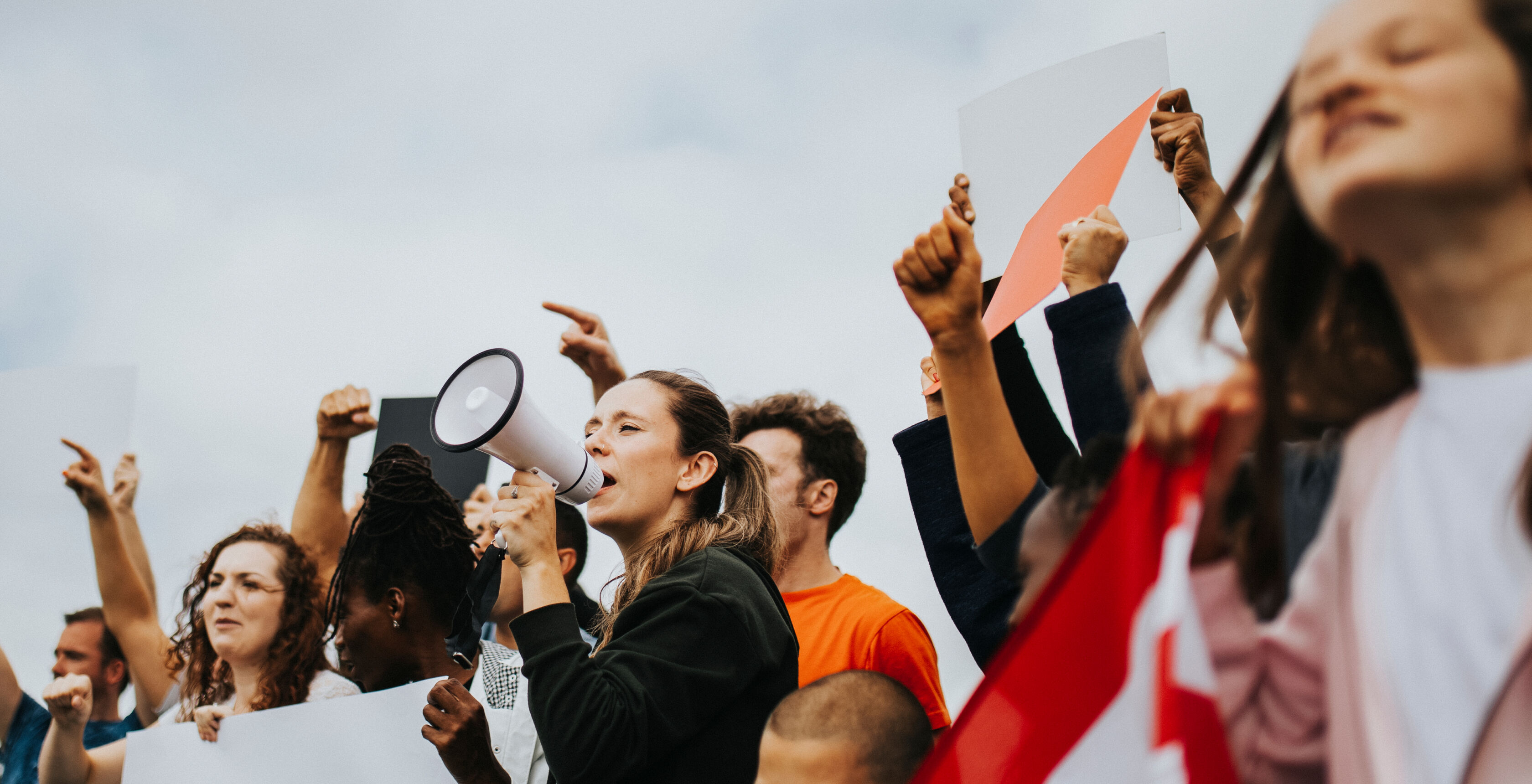 A group of people protesting.