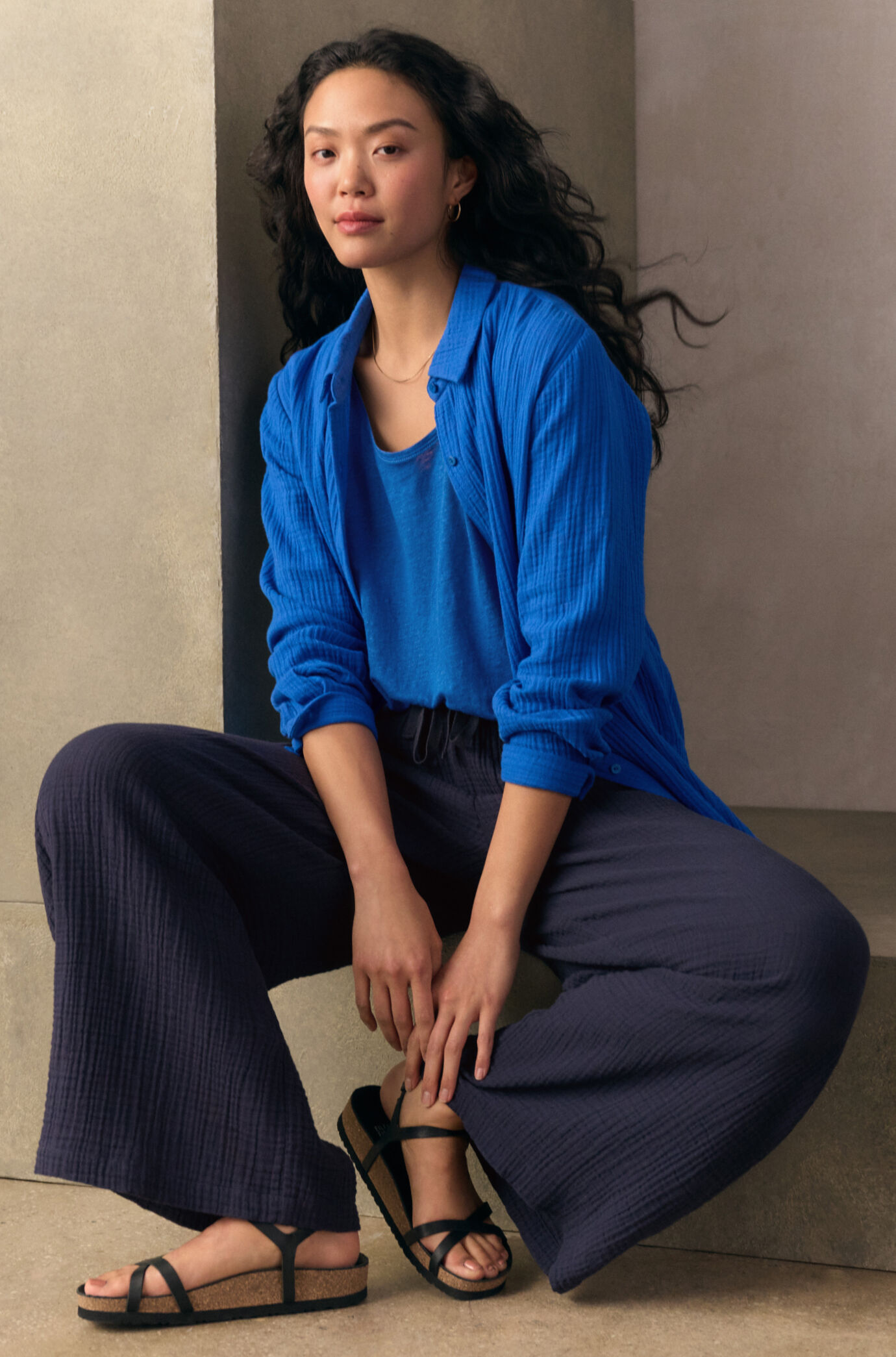 New Looks in Organic Linen Oahu Blue New Looks in Organic Linen Oahu Blue