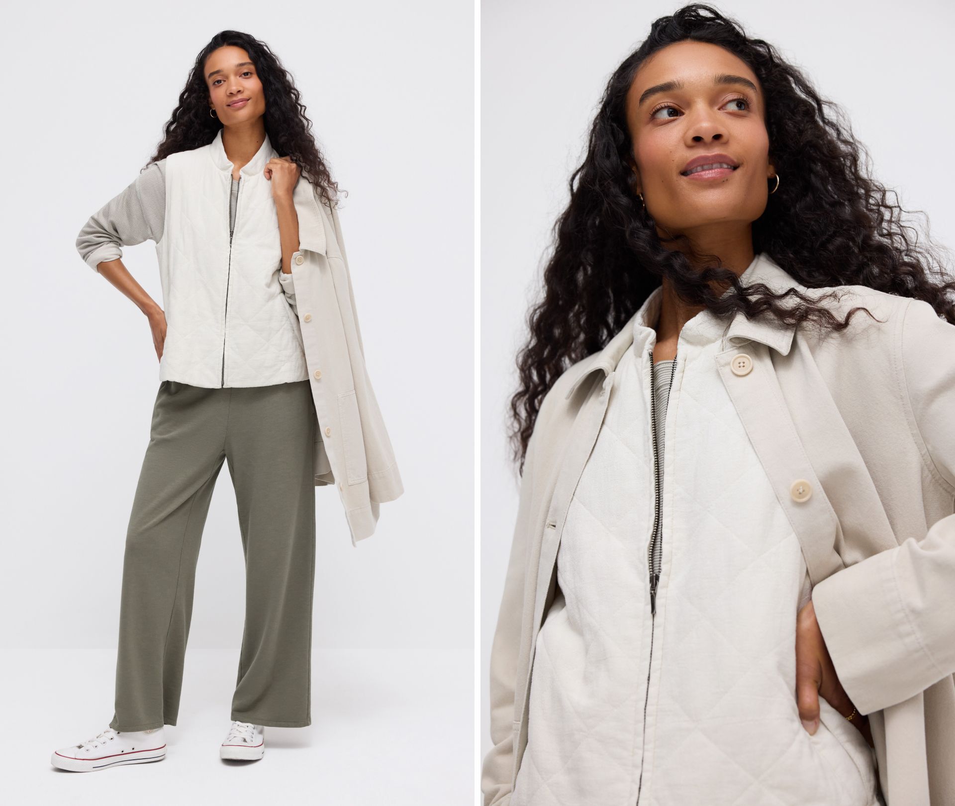 Organic Linen Cotton Crepe Quilted Vest