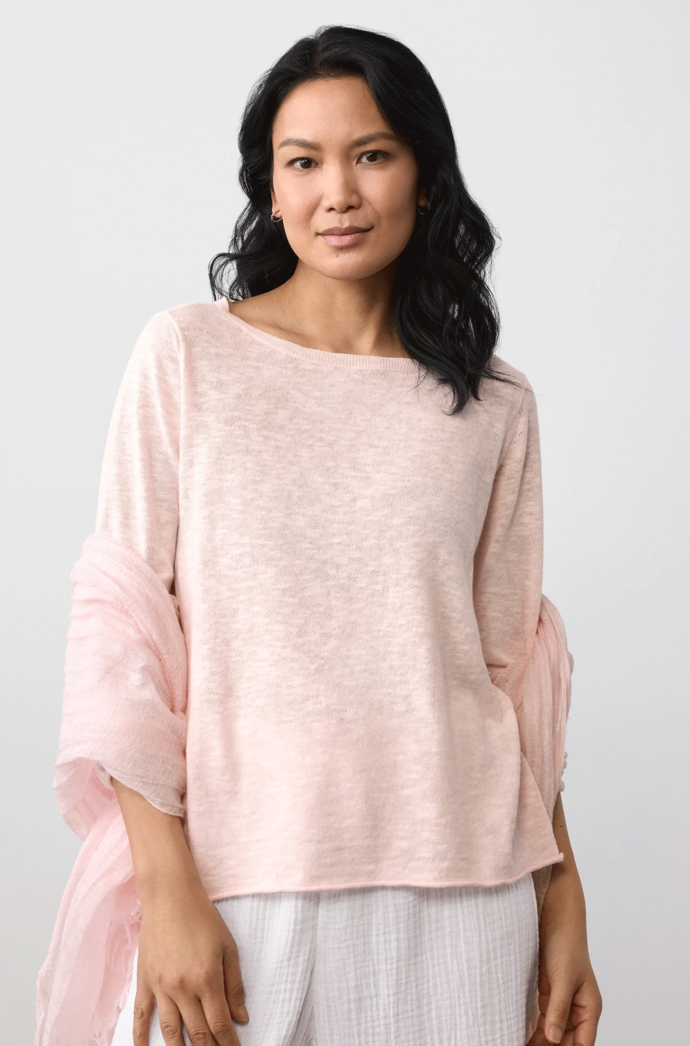 Organic Linen Cotton Slub Bateau Neck Top Organic Linen Cotton Slub Bateau Neck Top