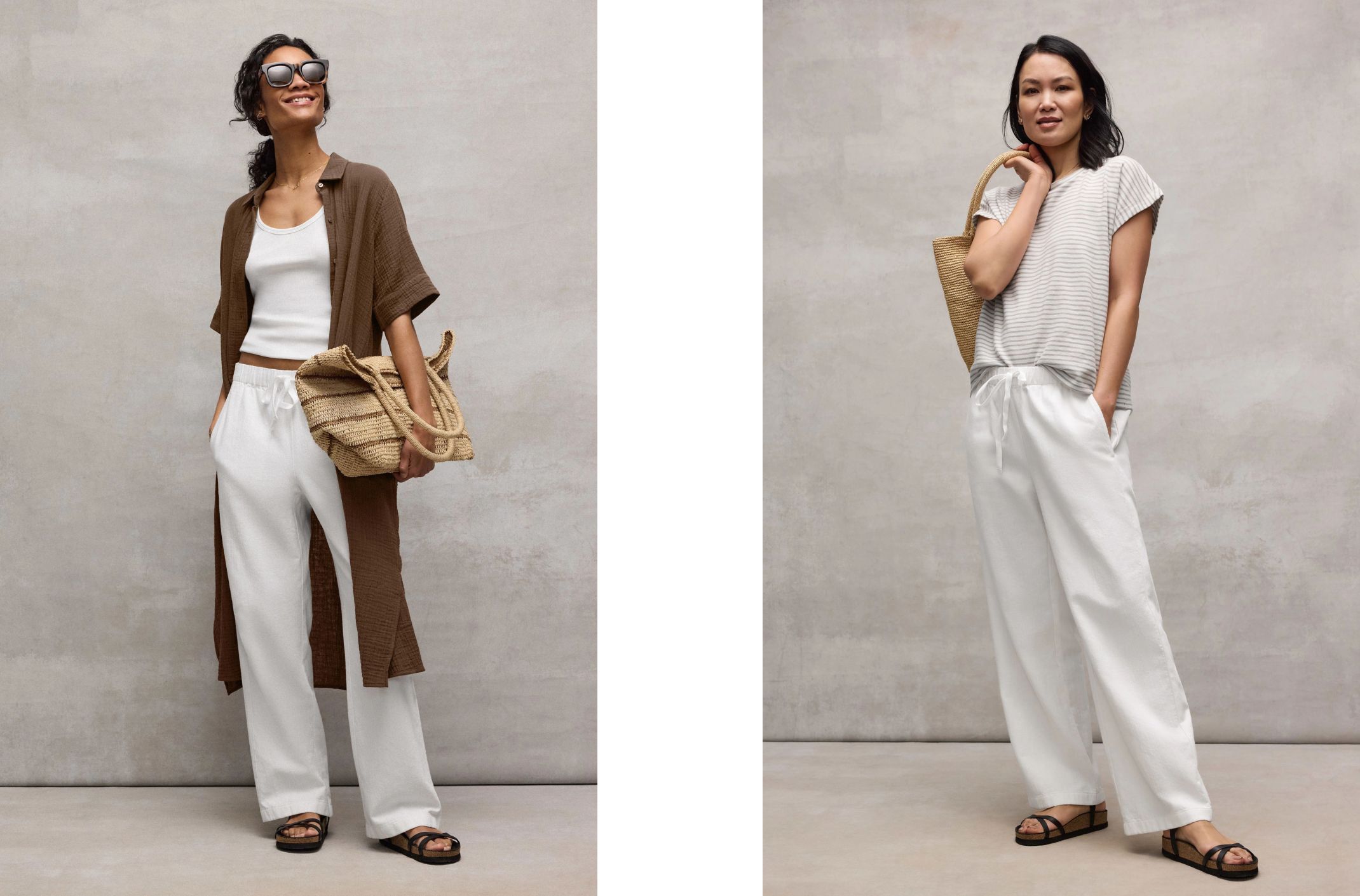 Slubby Organic Cotton Linen Full Length Straight Pant