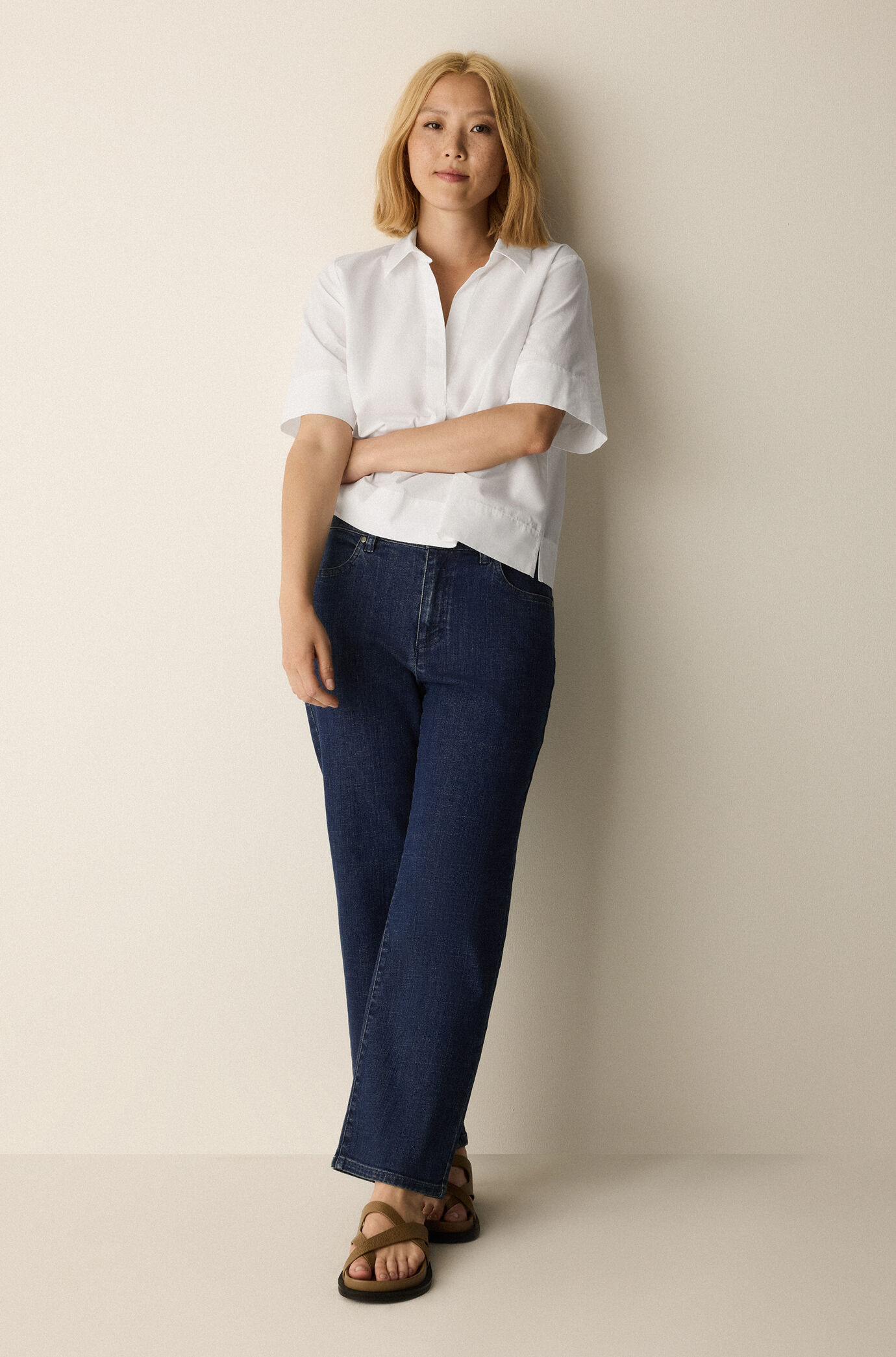 Cotton Stretch Denim Straight Jean