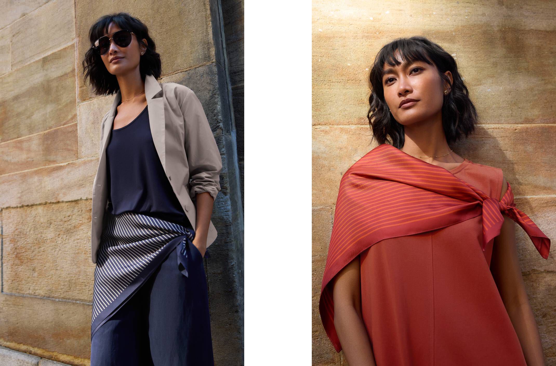 Striped Silk Twill Scarf