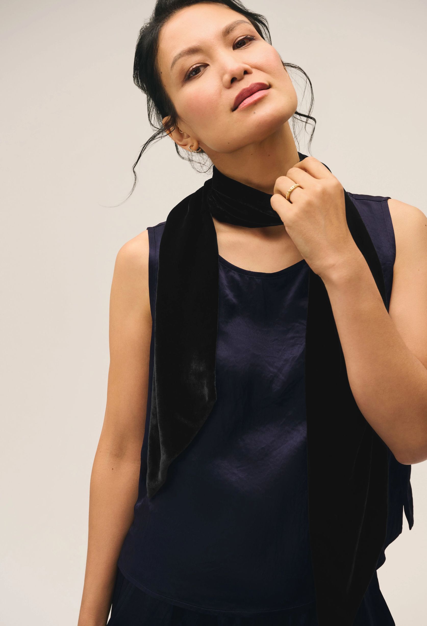 Textured Satin Ballet Neck Tank Textured Satin Ballet Neck Tank