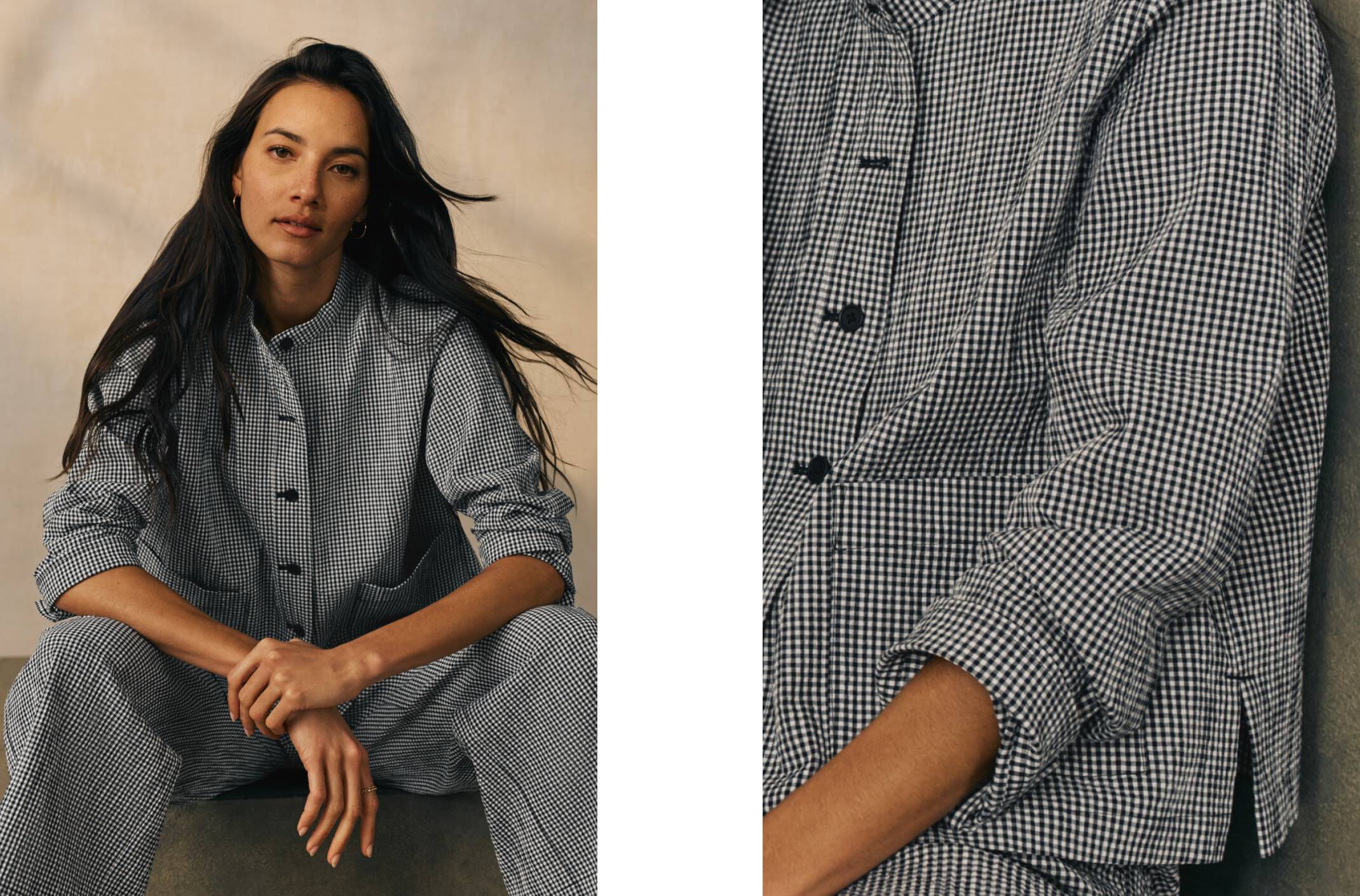 Organic Cotton Pucker Check Shirt Jacket