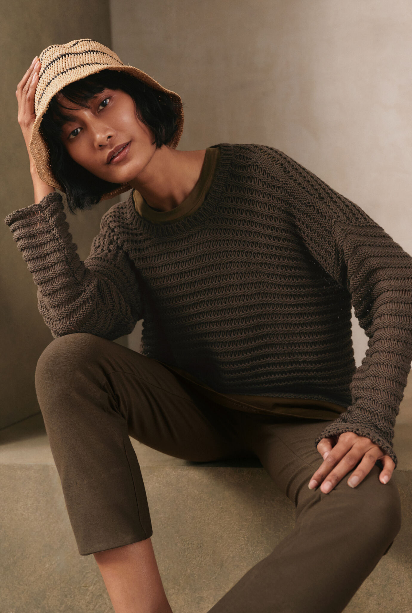 Peruvian Organic Cotton Cord Crew Neck Top