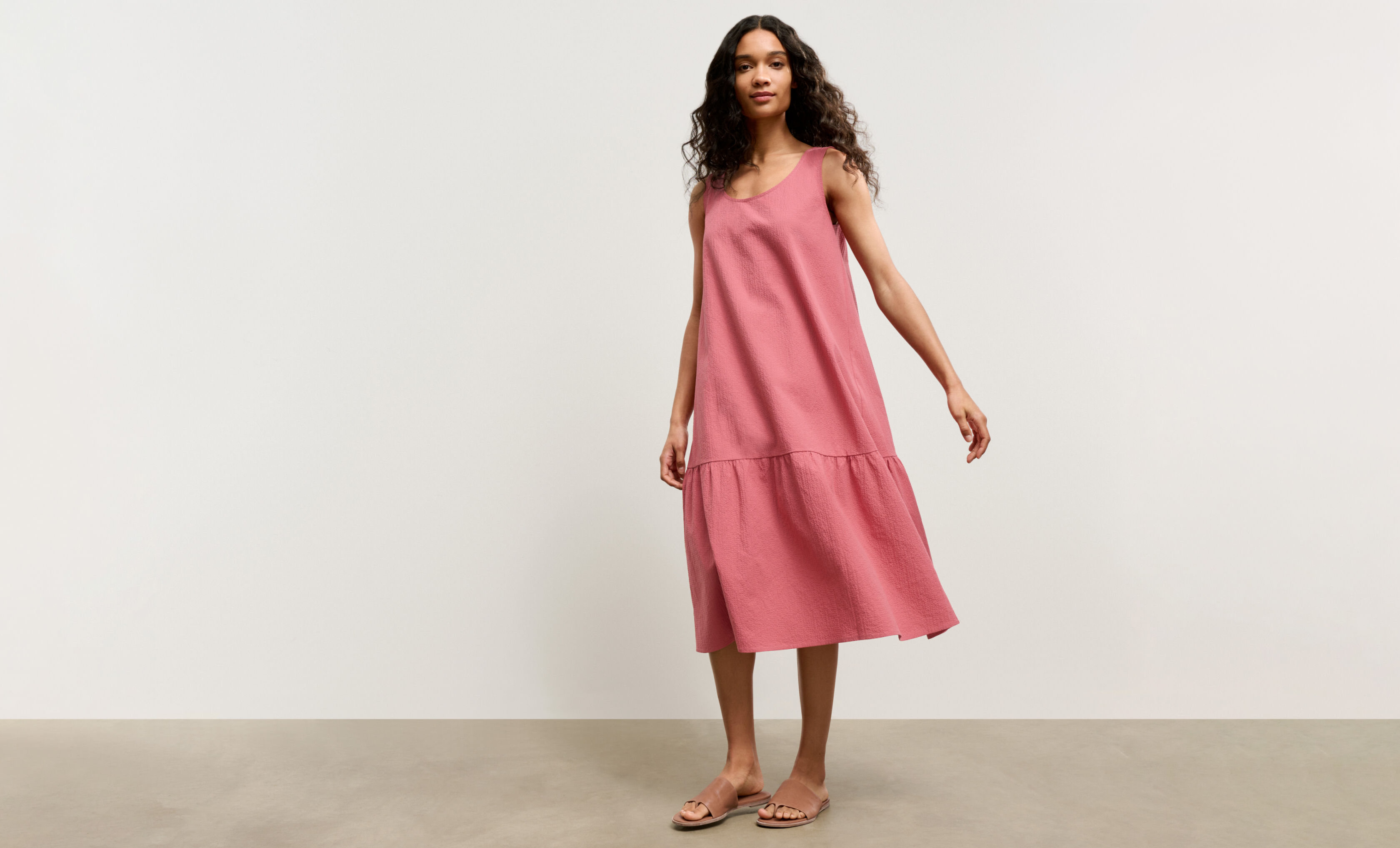 Organic Cotton Pucker Tiered Dress