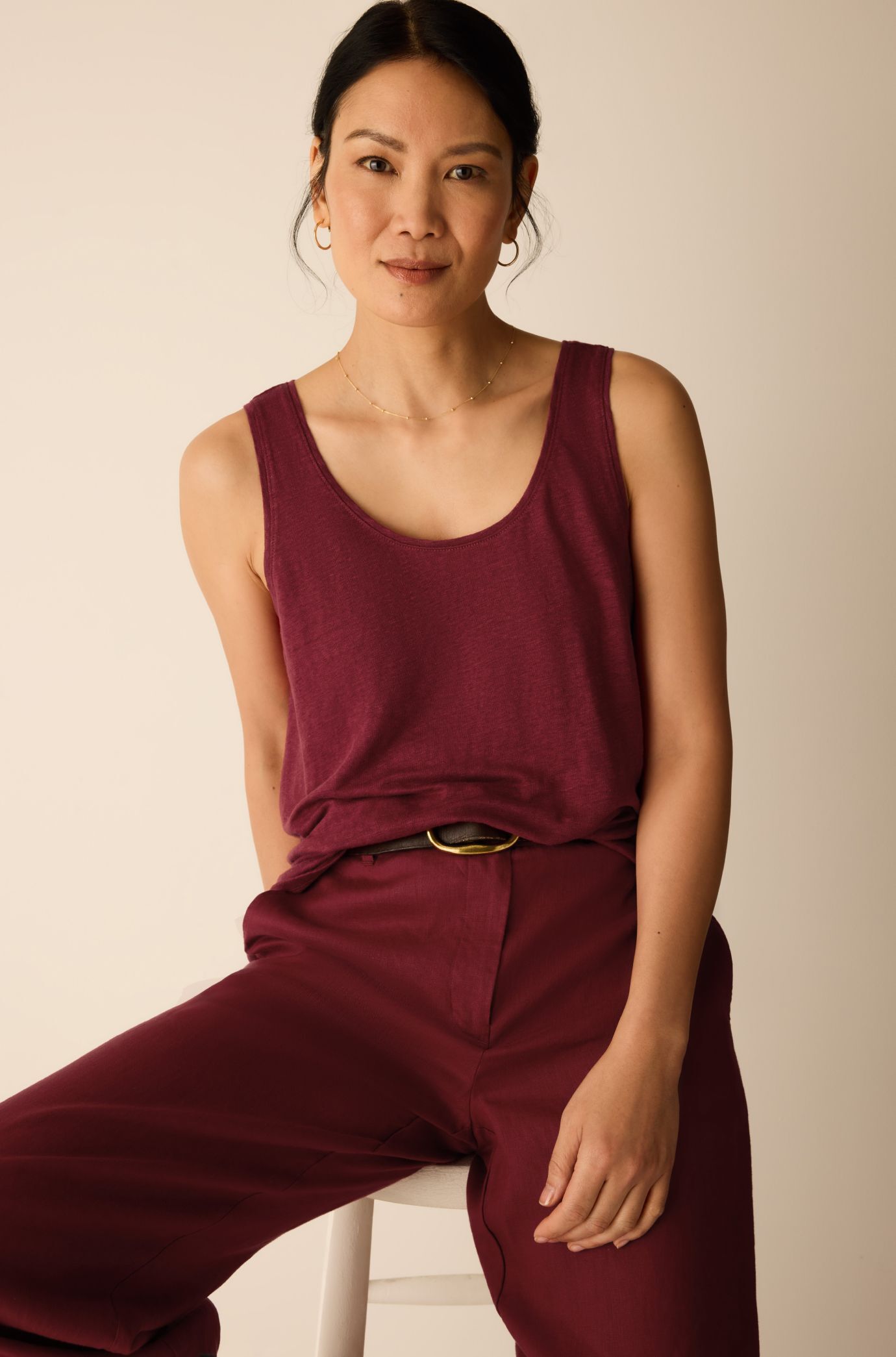 Organic Linen Jersey Scoop Neck Tank