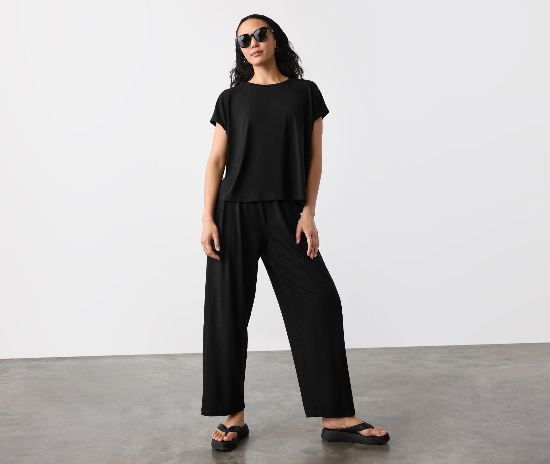 Fine Jersey Square Top and Stretch Jersey Straight Pant Fine Jersey Square Top and Stretch Jersey Straight Pant