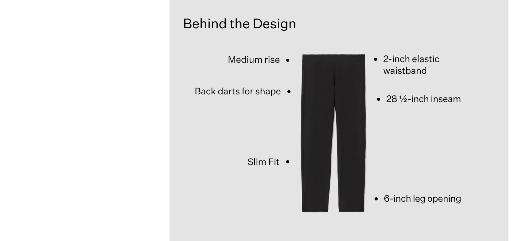 Slim pant design details