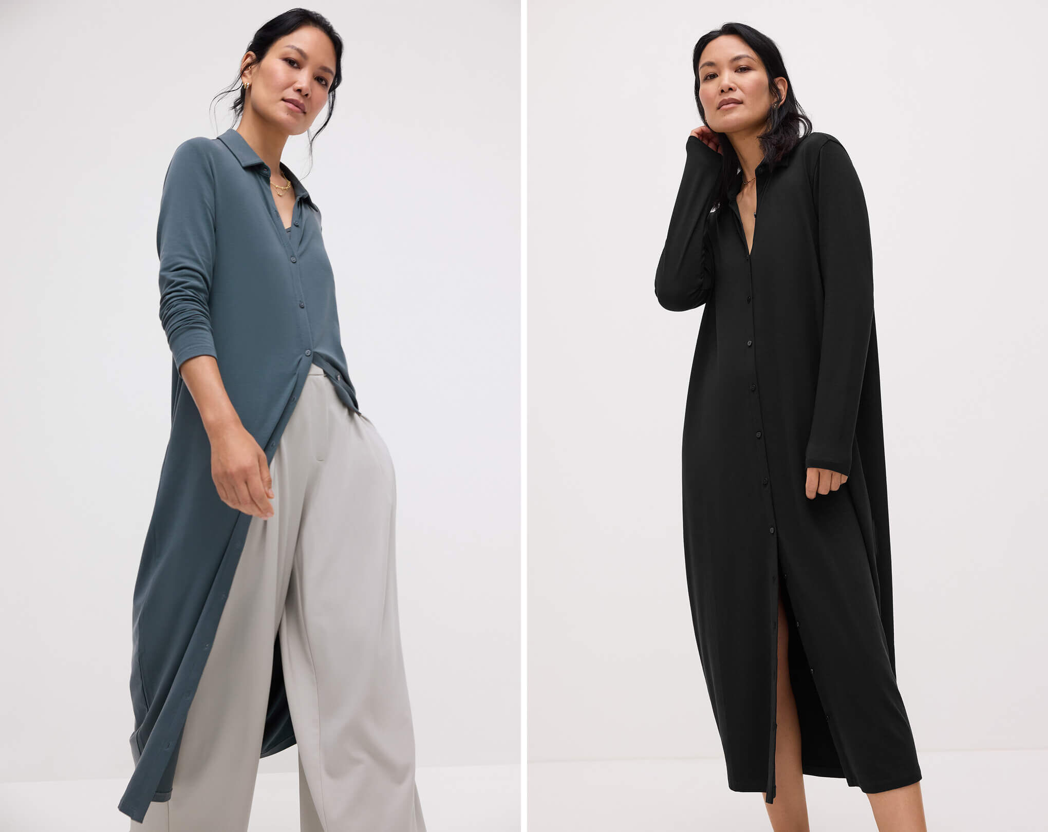 Stretch Jersey Knit Classic Collar Oval Dress