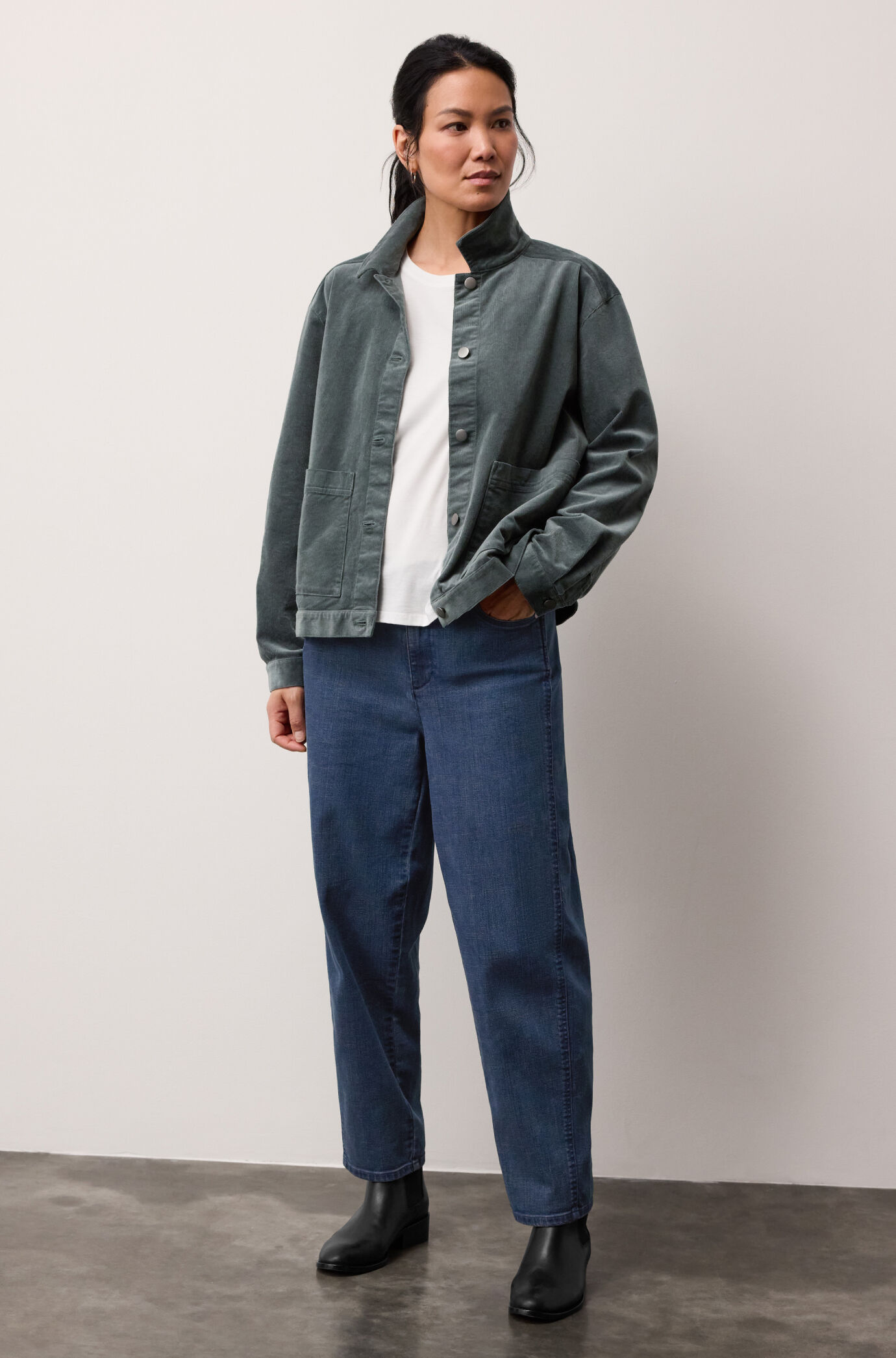 Cotton Stretch Denim Lantern Jean
