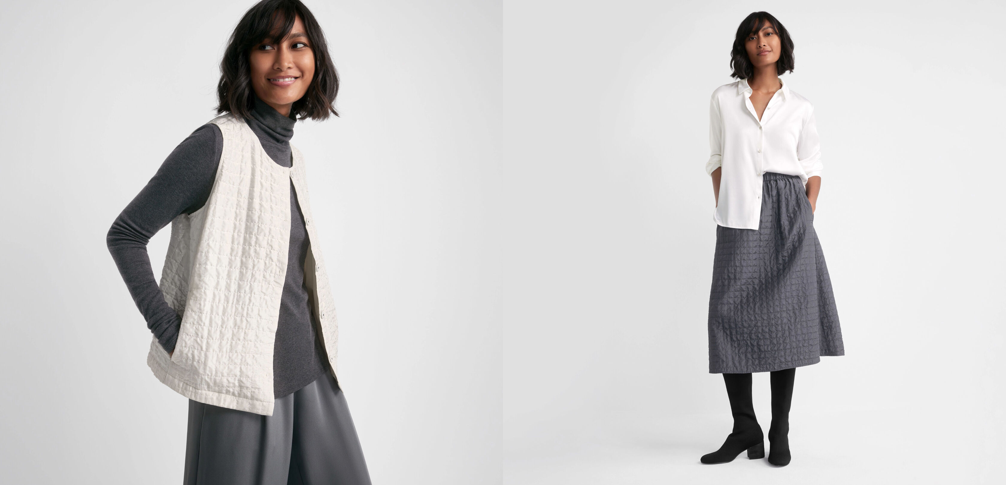 Silk Habutai Quilted Vest and Skirt Silk Habutai Quilted Vest and Skirt