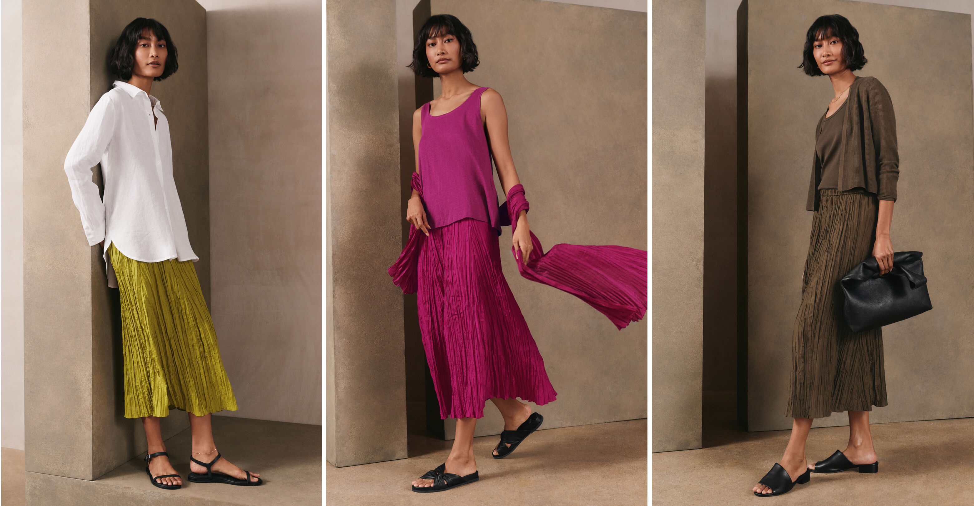 Crushed Silk Flared Skirt