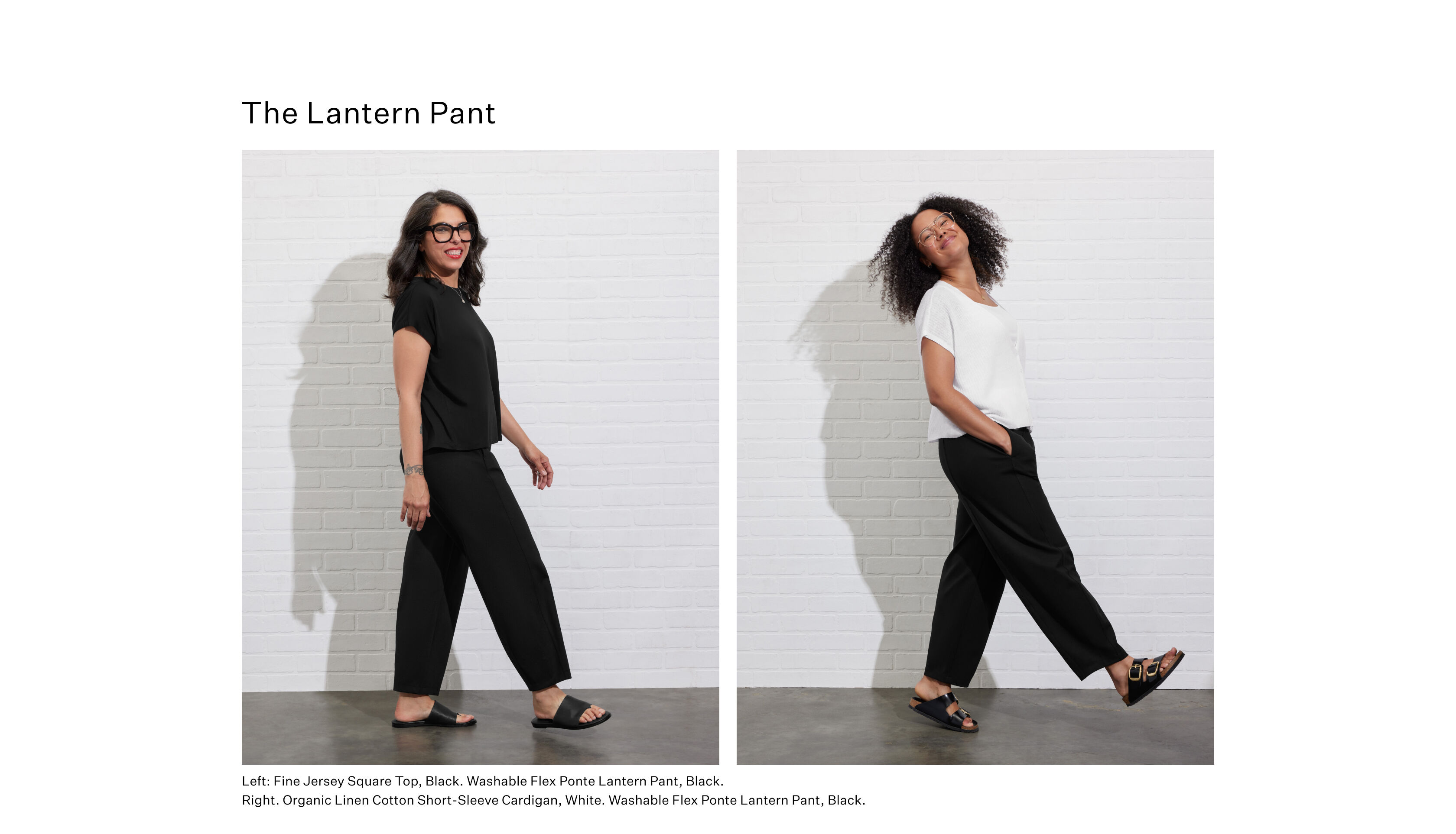 Women wearing EILEEN FISHER lantern pants.