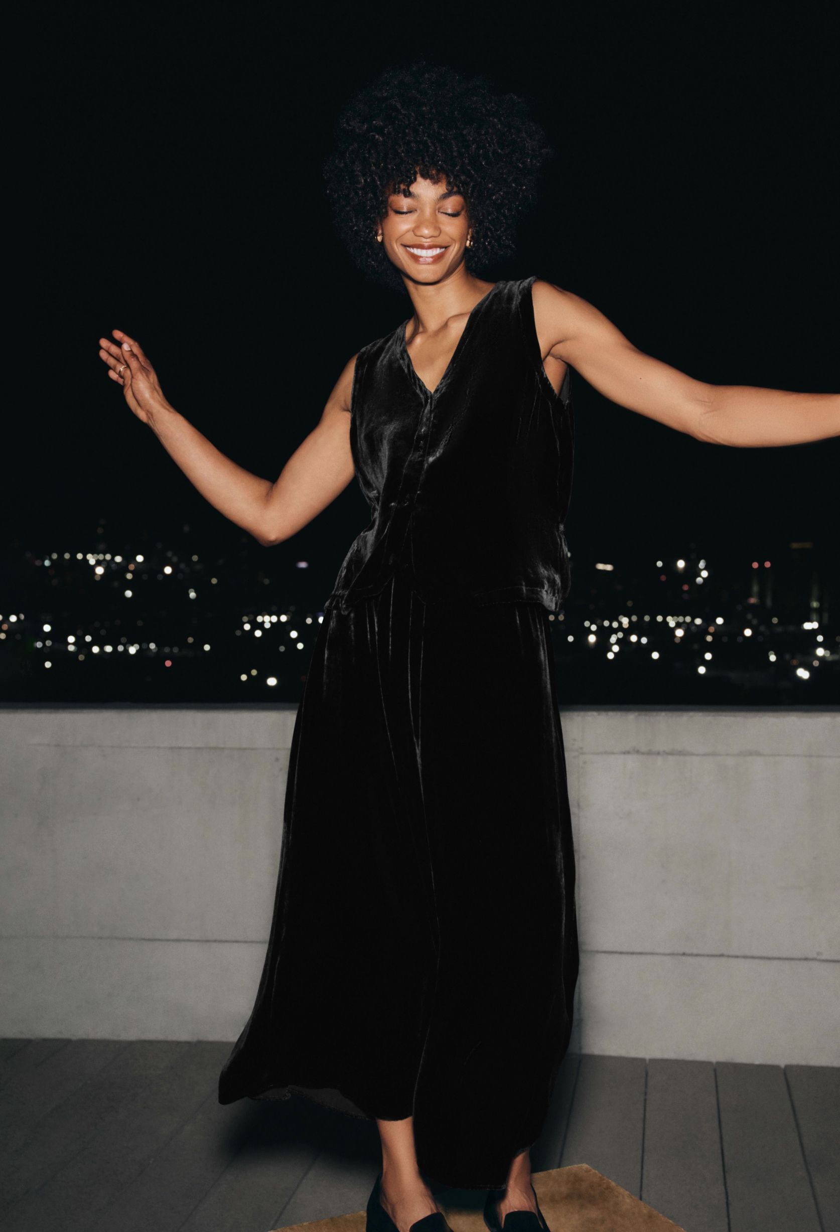 Velvet Flared Skirt and Vest Velvet Flared Skirt and Vest