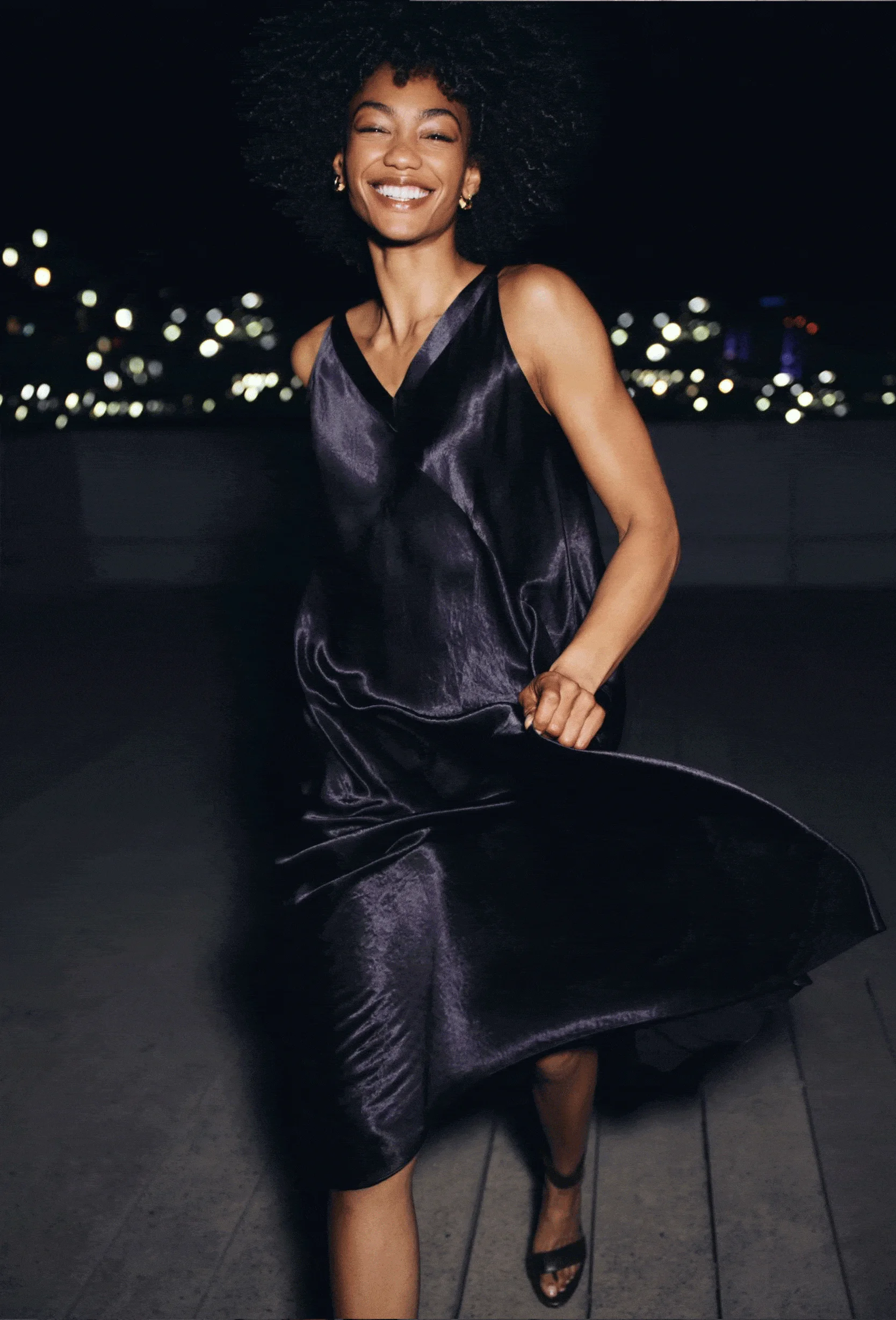 Textured Satin V Neck Dress and Velvet Poncho Textured Satin V Neck Dress and Velvet Poncho