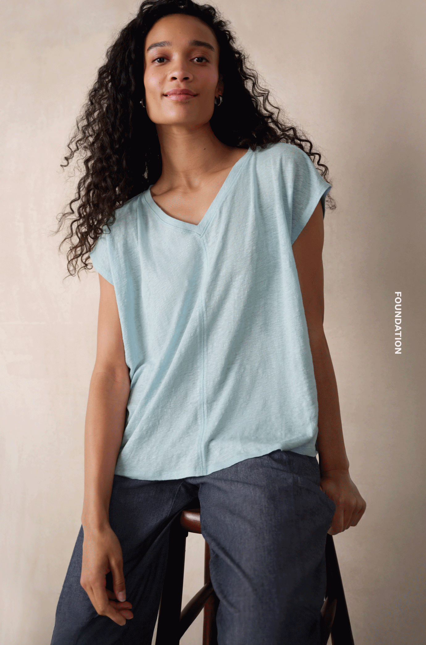 Organic Linen Jersey V Neck Tee Organic Linen Jersey V Neck Tee