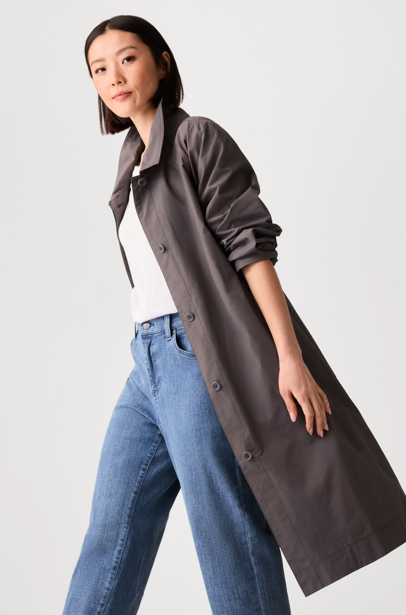 Light Cotton Nylon Classic Collar Coat in Rye Light Cotton Nylon Classic Collar Coat in Rye