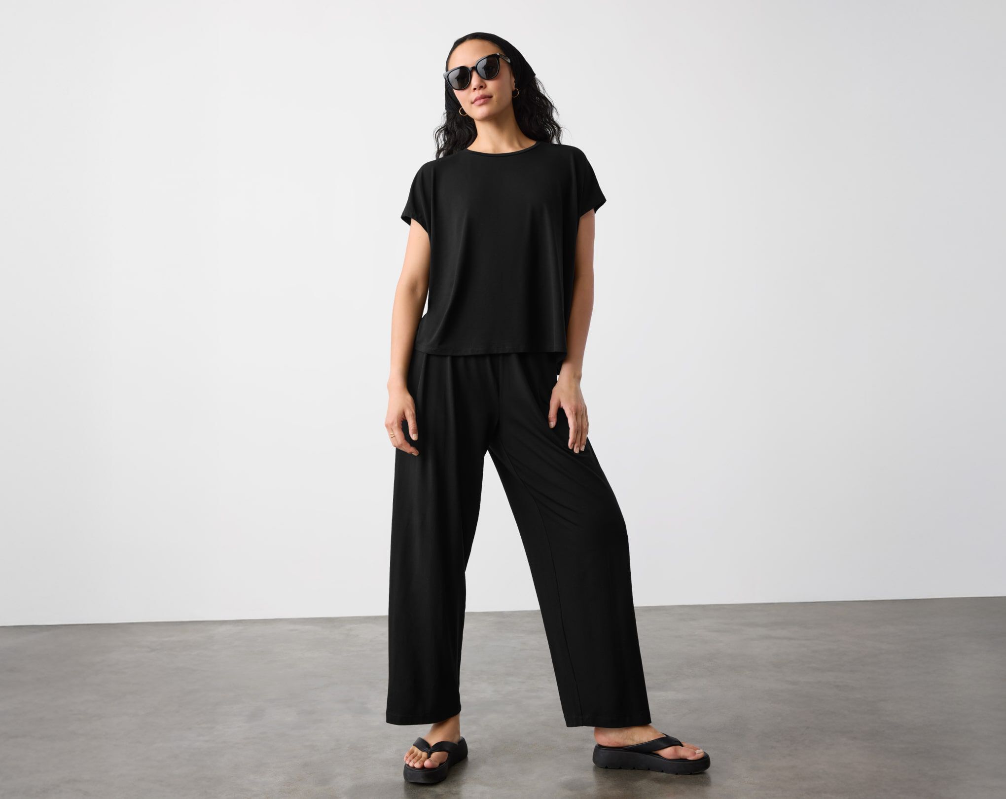 Stretch Jersey Knit Pleated Straight Pant Stretch Jersey Knit Pleated Straight Pant