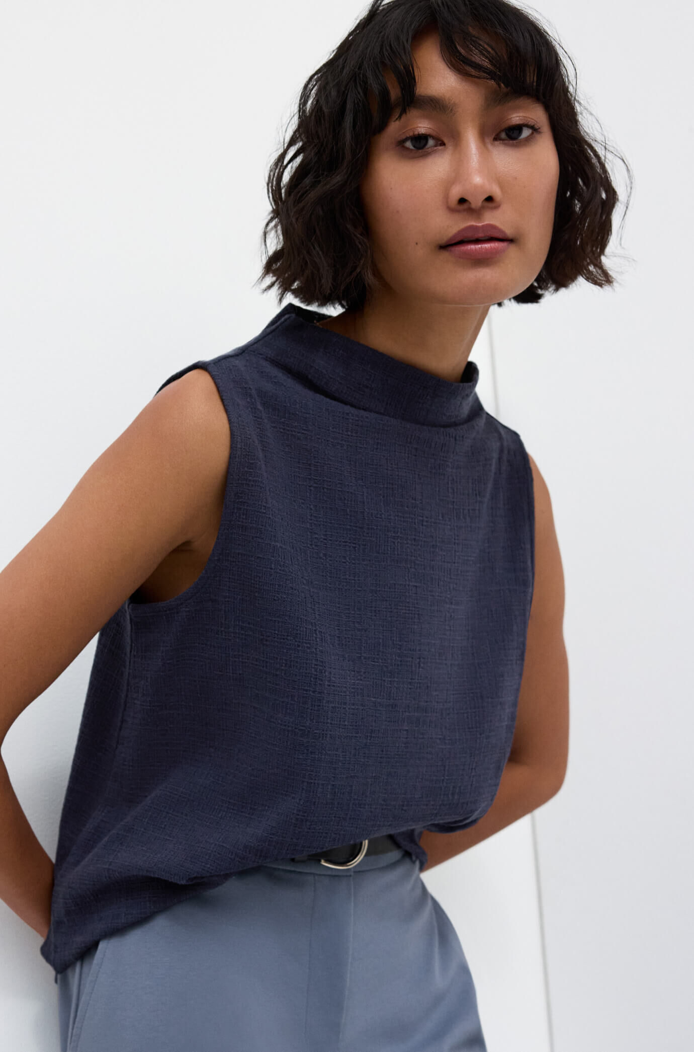 Cross Hatch Stretch Jersey Funnel Neck Tank