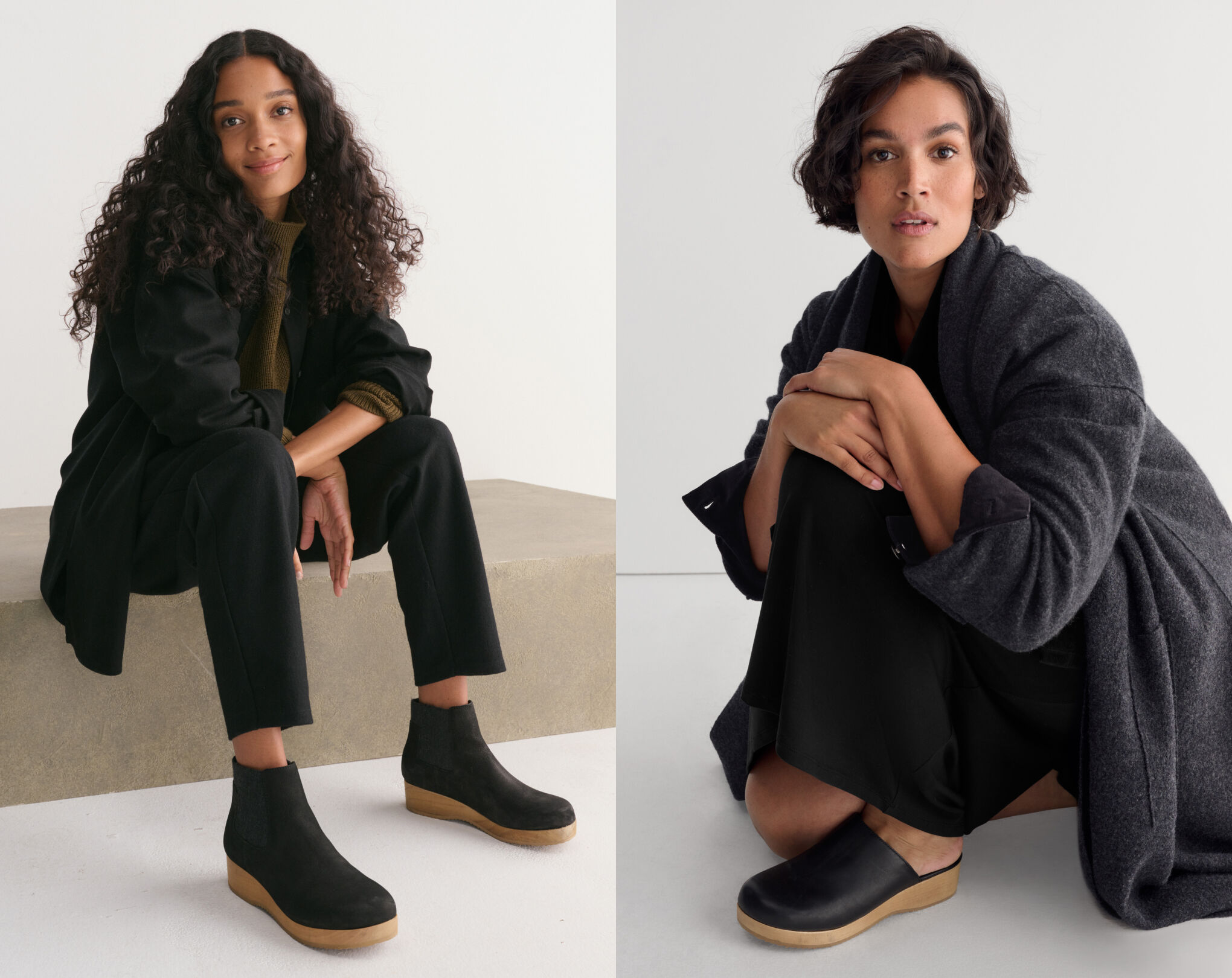 Nubuck Leather Boot and Smooth Leather Clog