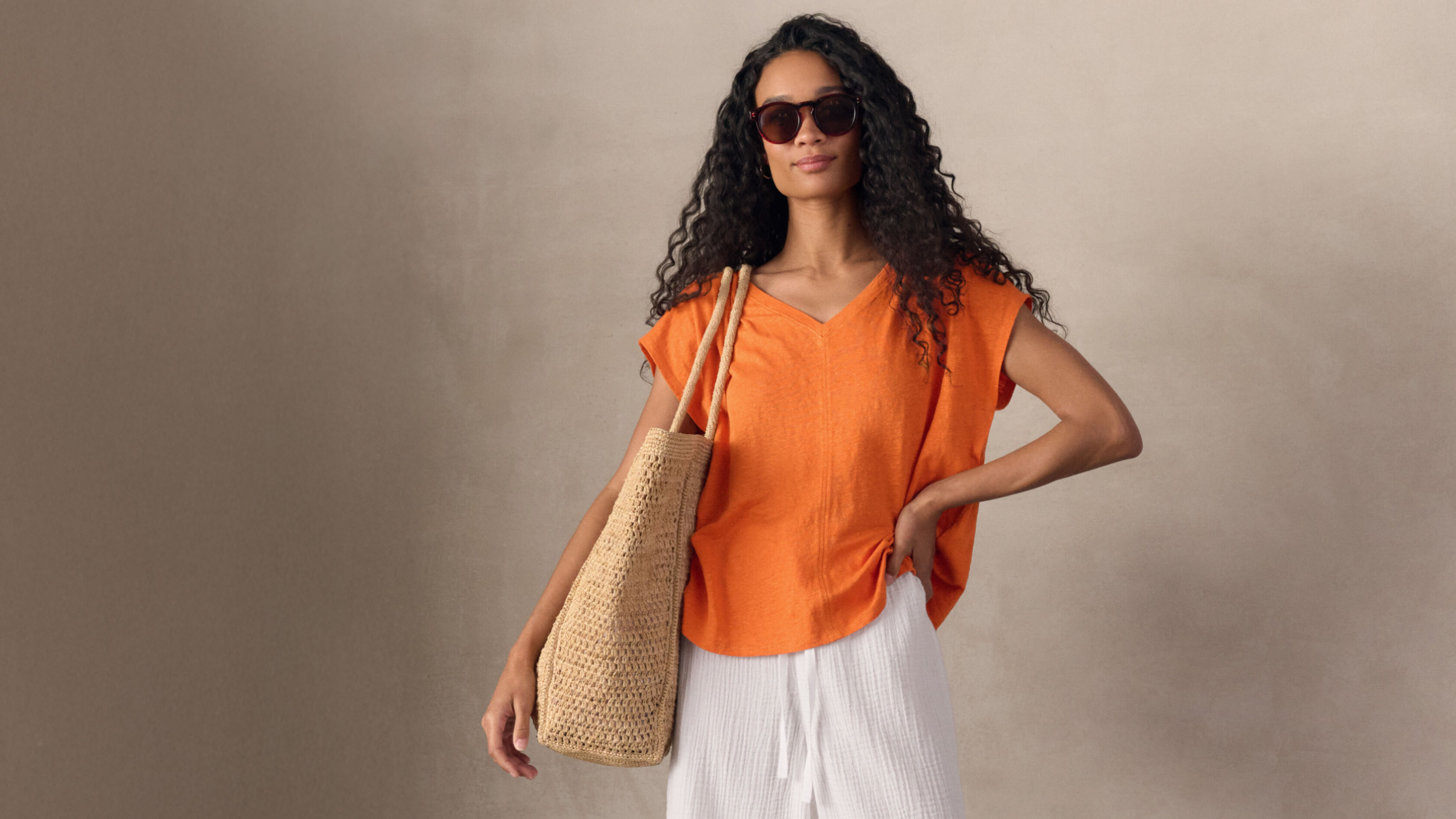 Organic Linen Jersey V Neck Tee