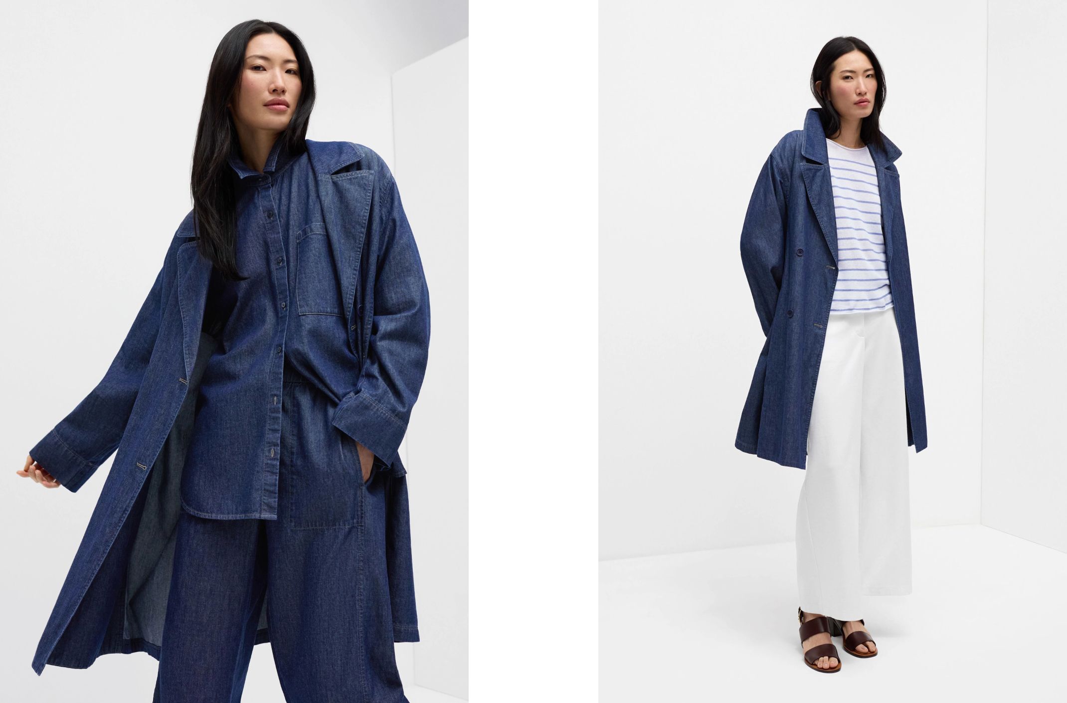 Lightweight Organic Cotton Denim Trench Coat