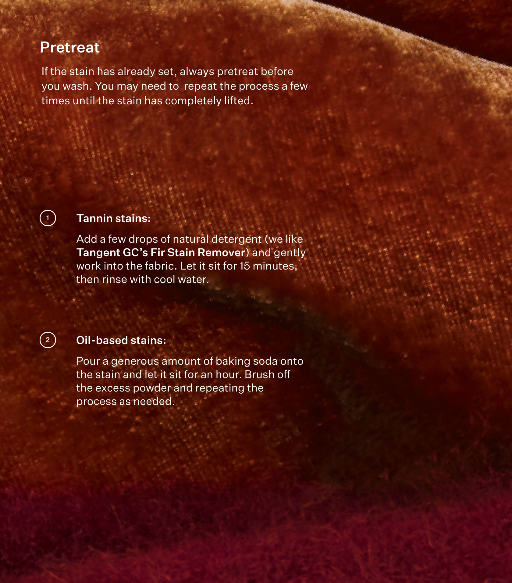 Infographic on how to pretreat stained velvet clothing at home.