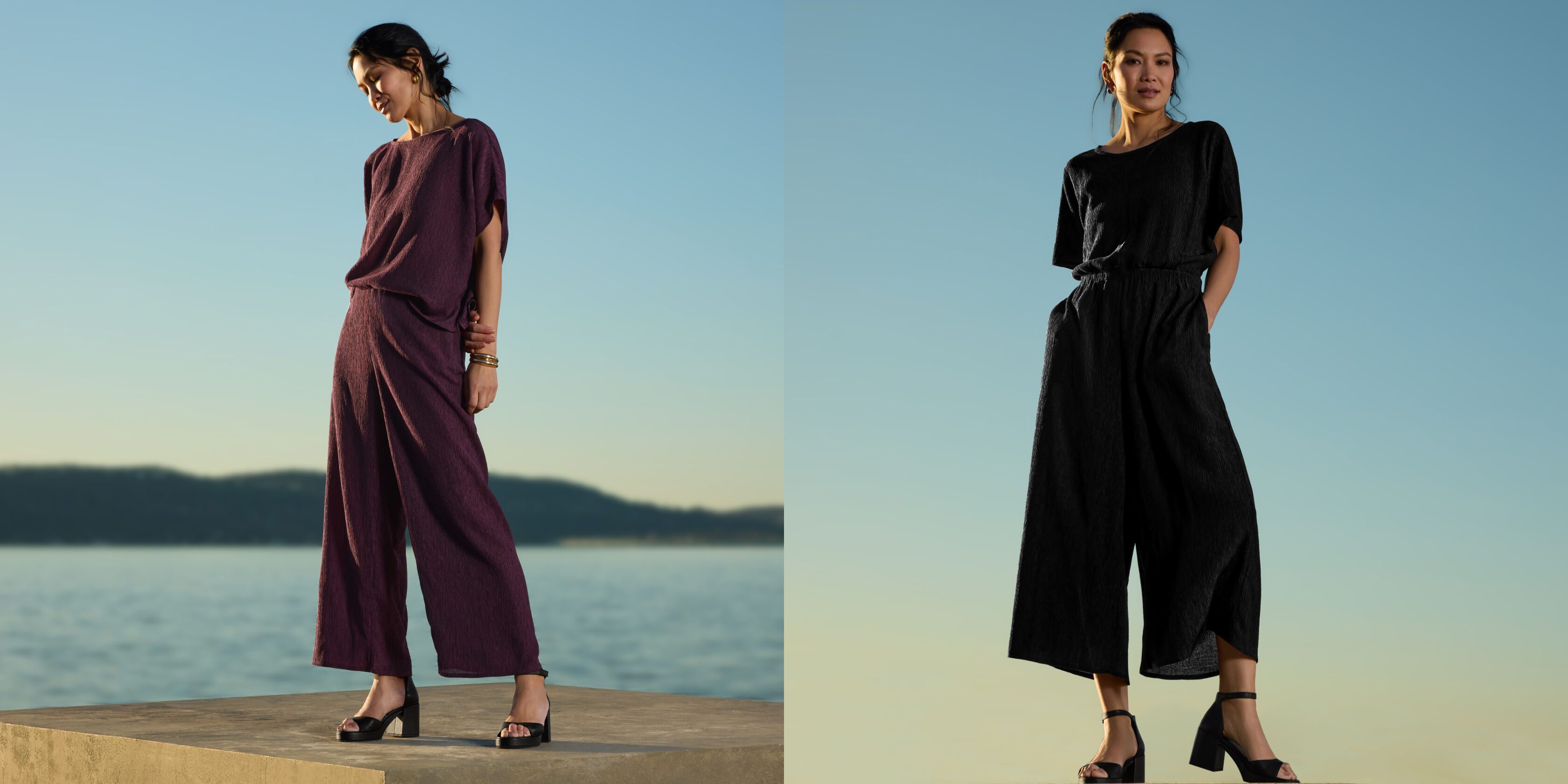 Woven Plisse Top and WIde Leg Pant