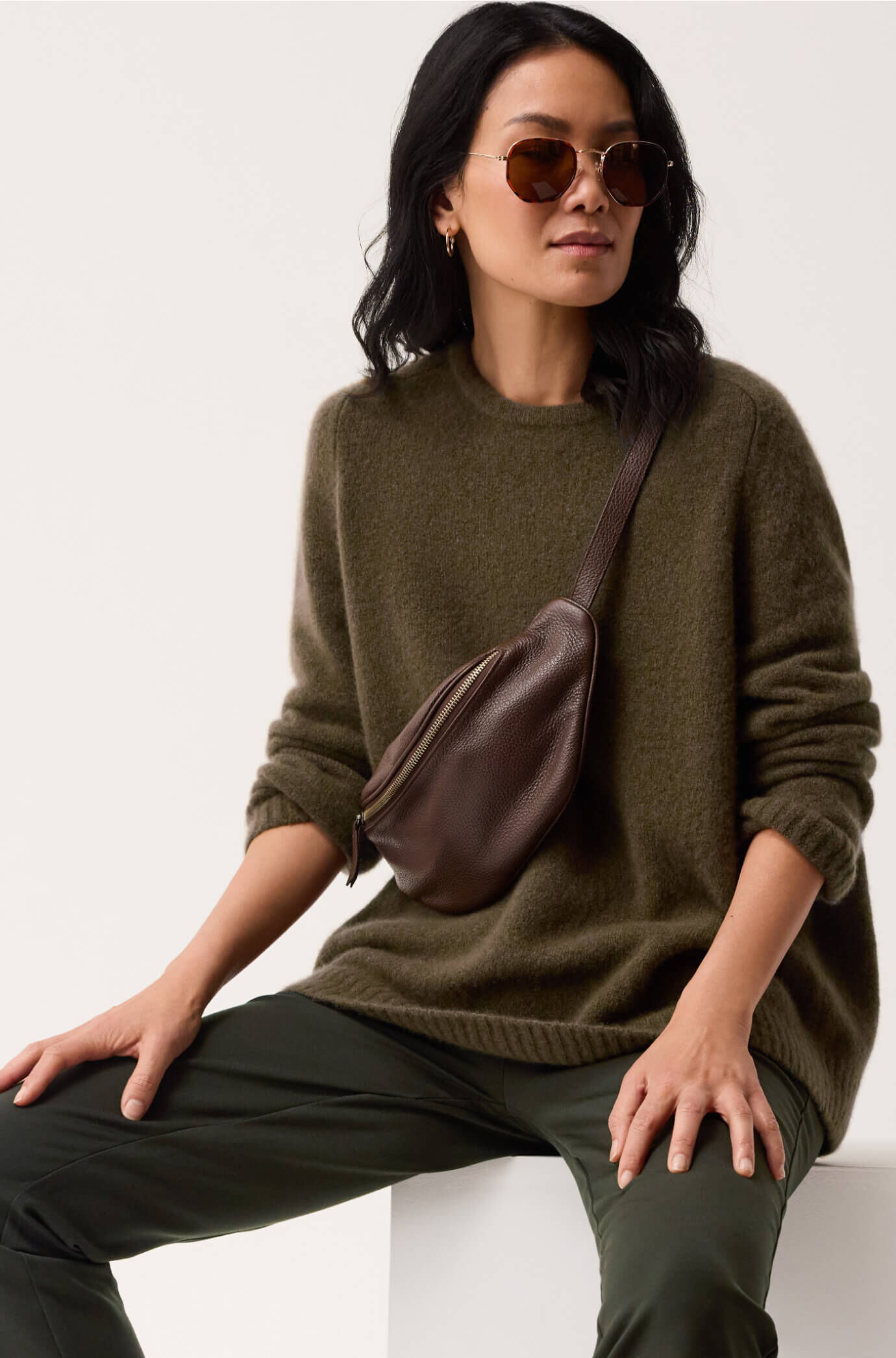Italian Pebbled Leather Belt Bag in Espresso Italian Pebbled Leather Belt Bag in Espresso