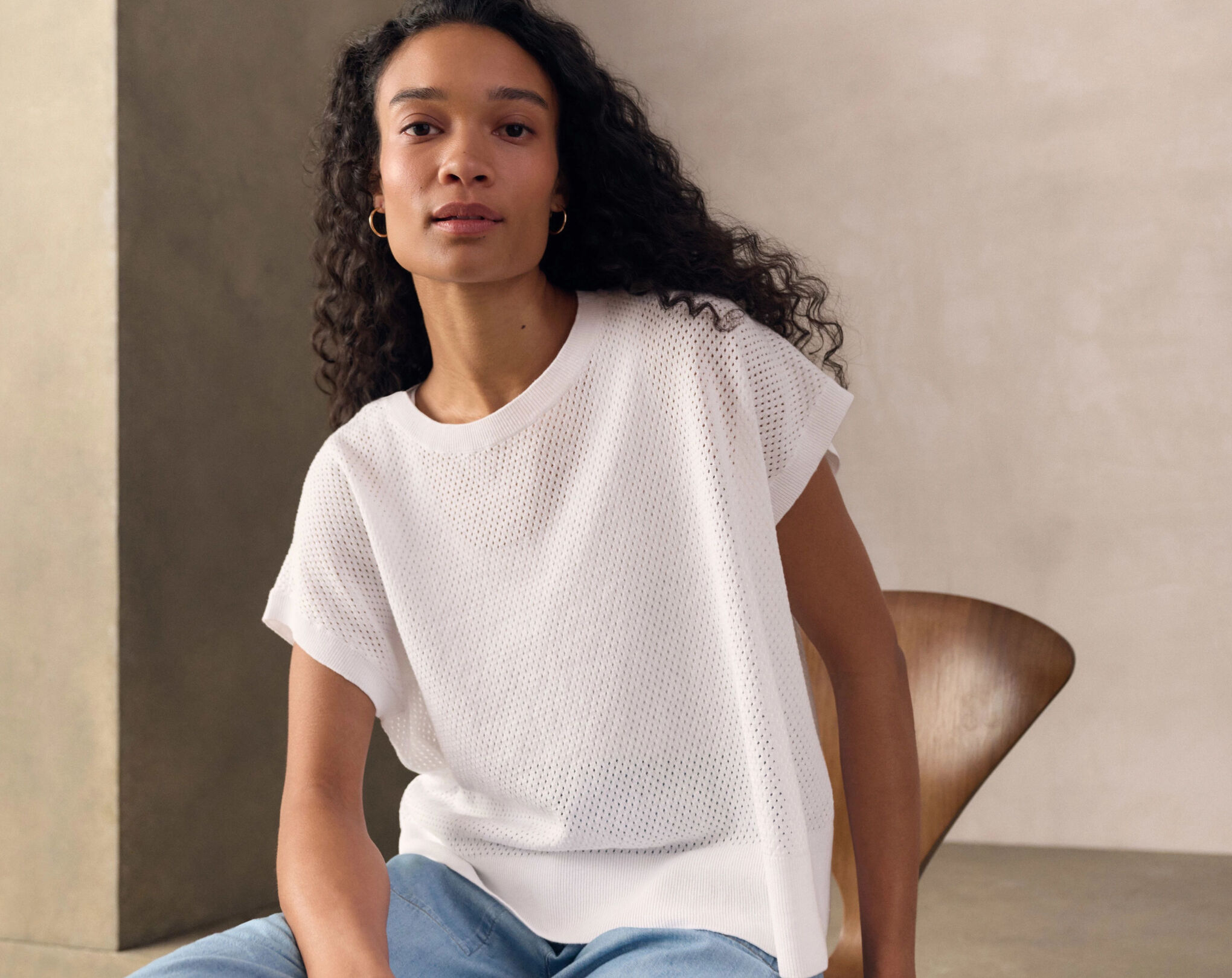 Organic Linen Cotton Crew Neck Top
