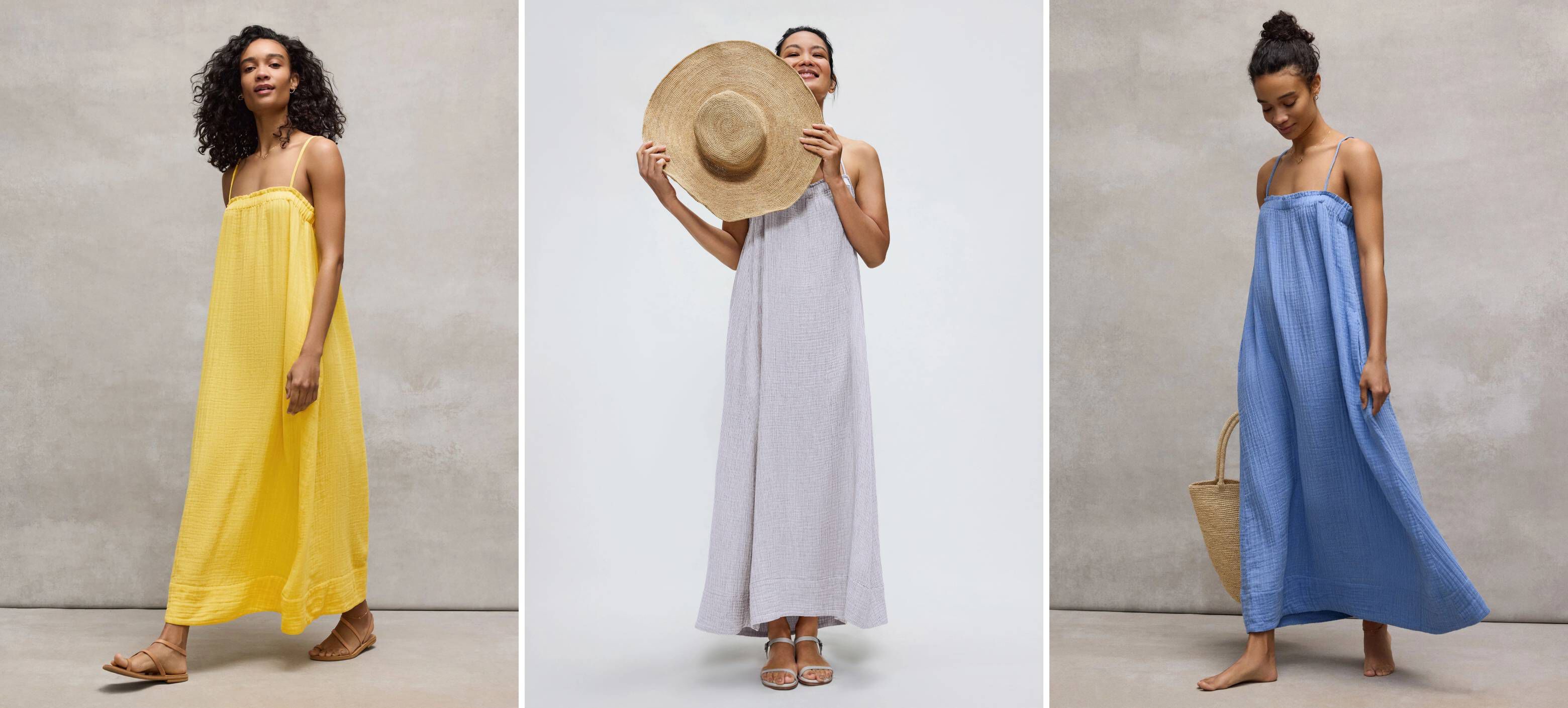 Striped Organic Cotton Gauze Cami Dress
