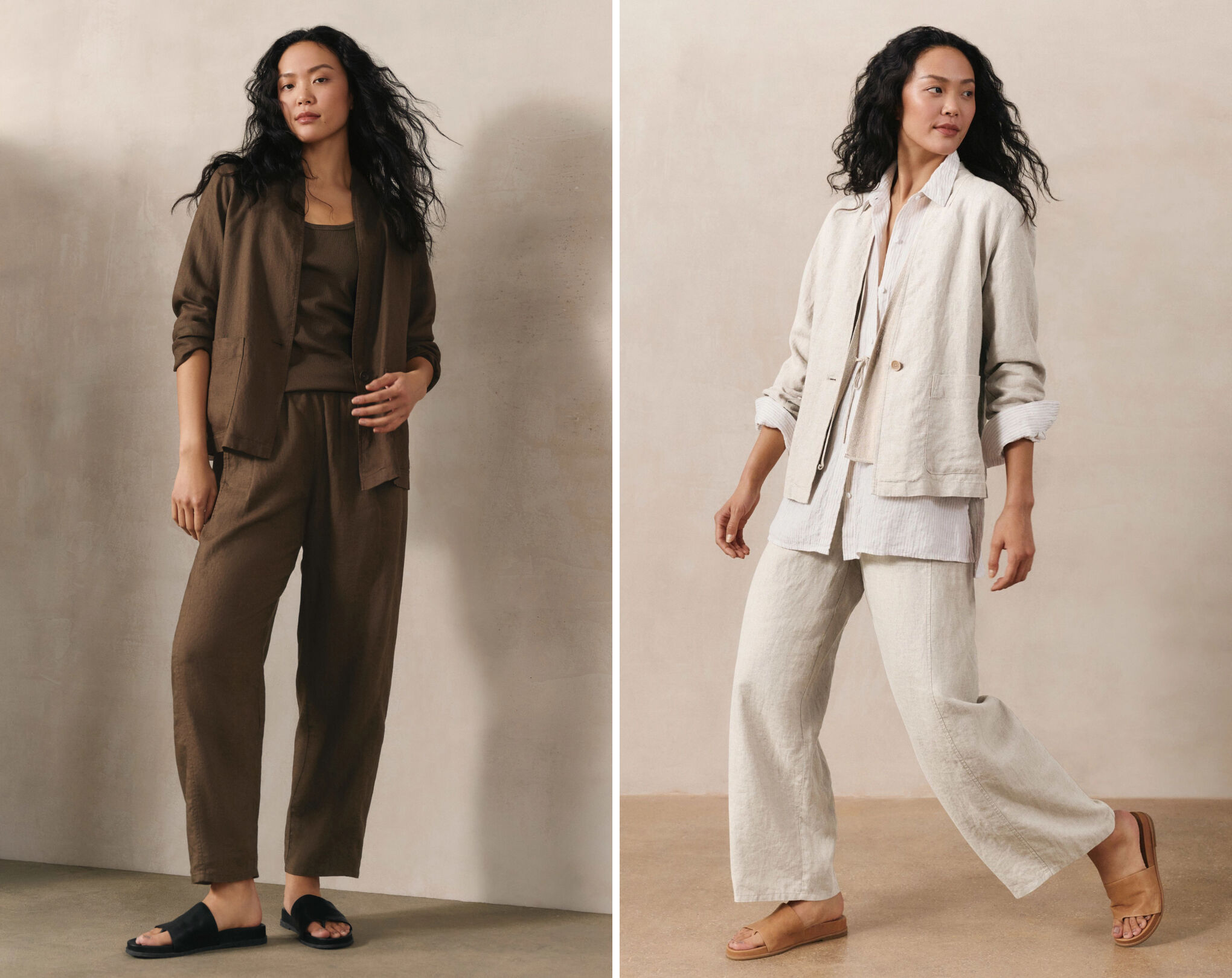 Organic Linen High Collar Jacket