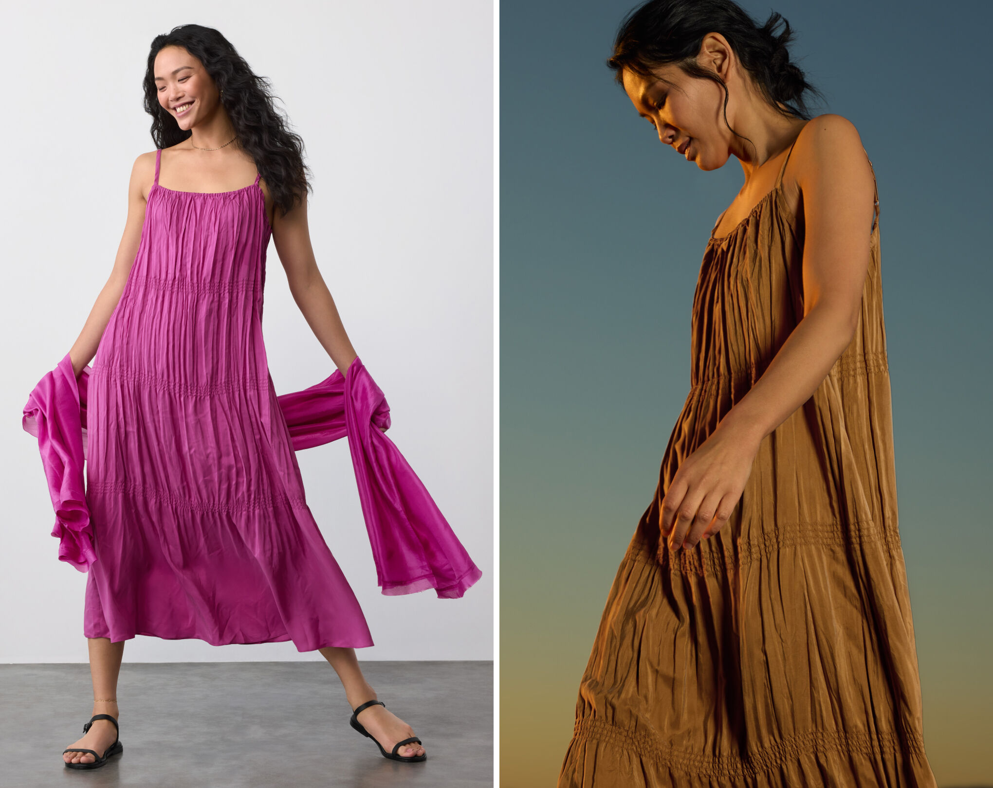 Washed Silk Smocked Cami Dress Washed Silk Smocked Cami Dress