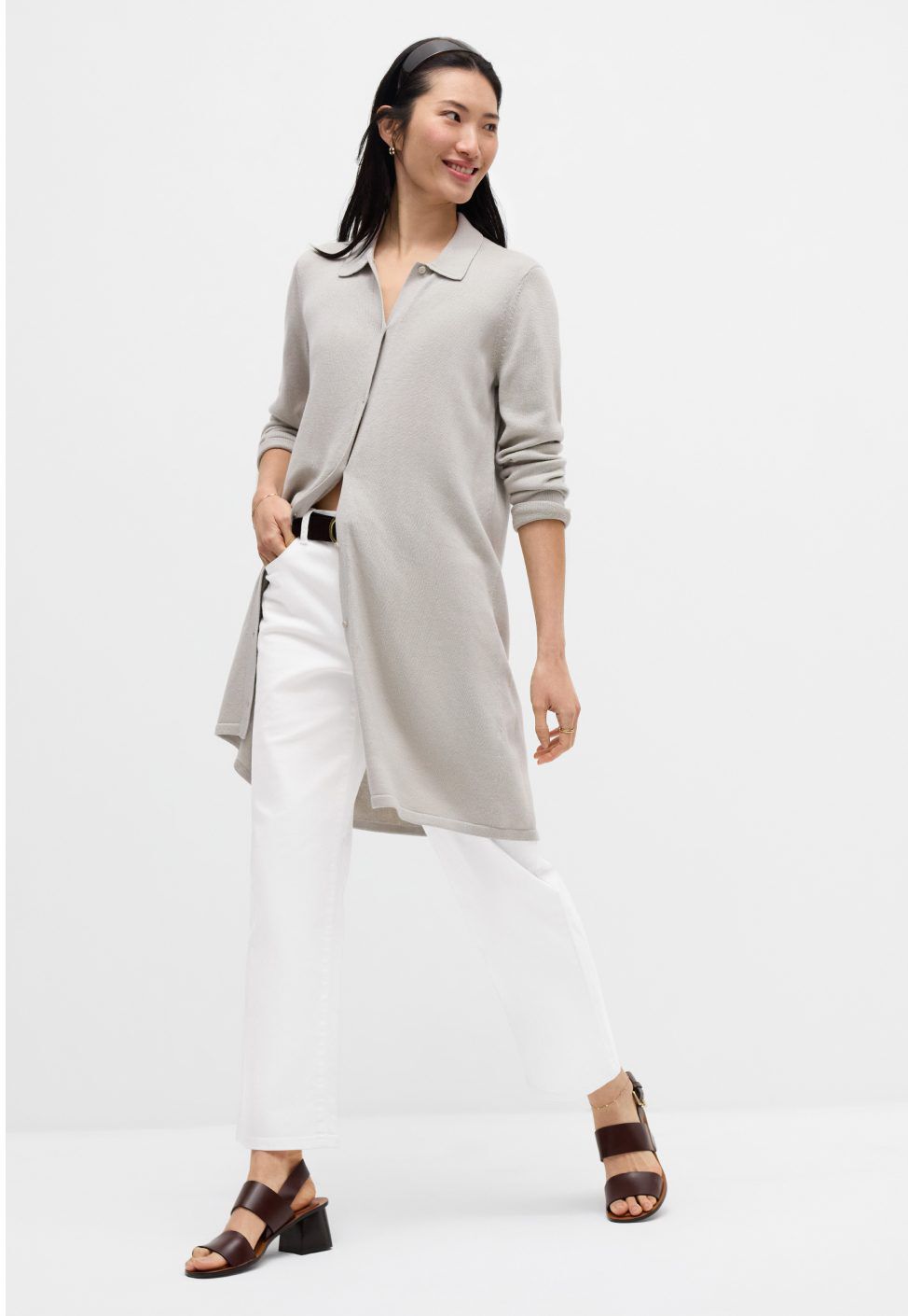 Cotton Stretch Denim Wide Leg Trouser