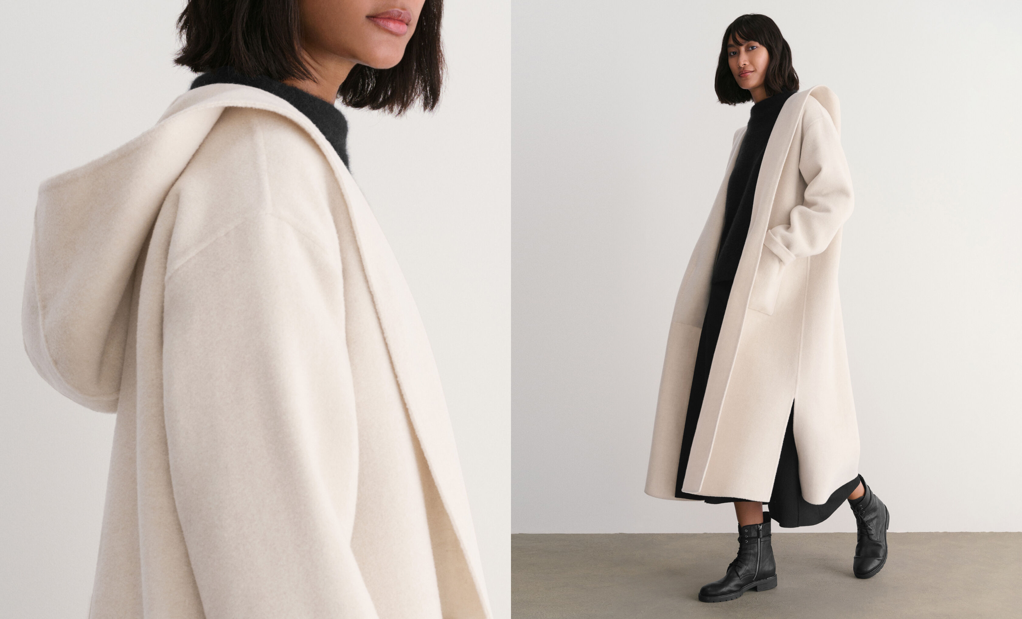 Doubleface Wool Cloud Hooded Coat