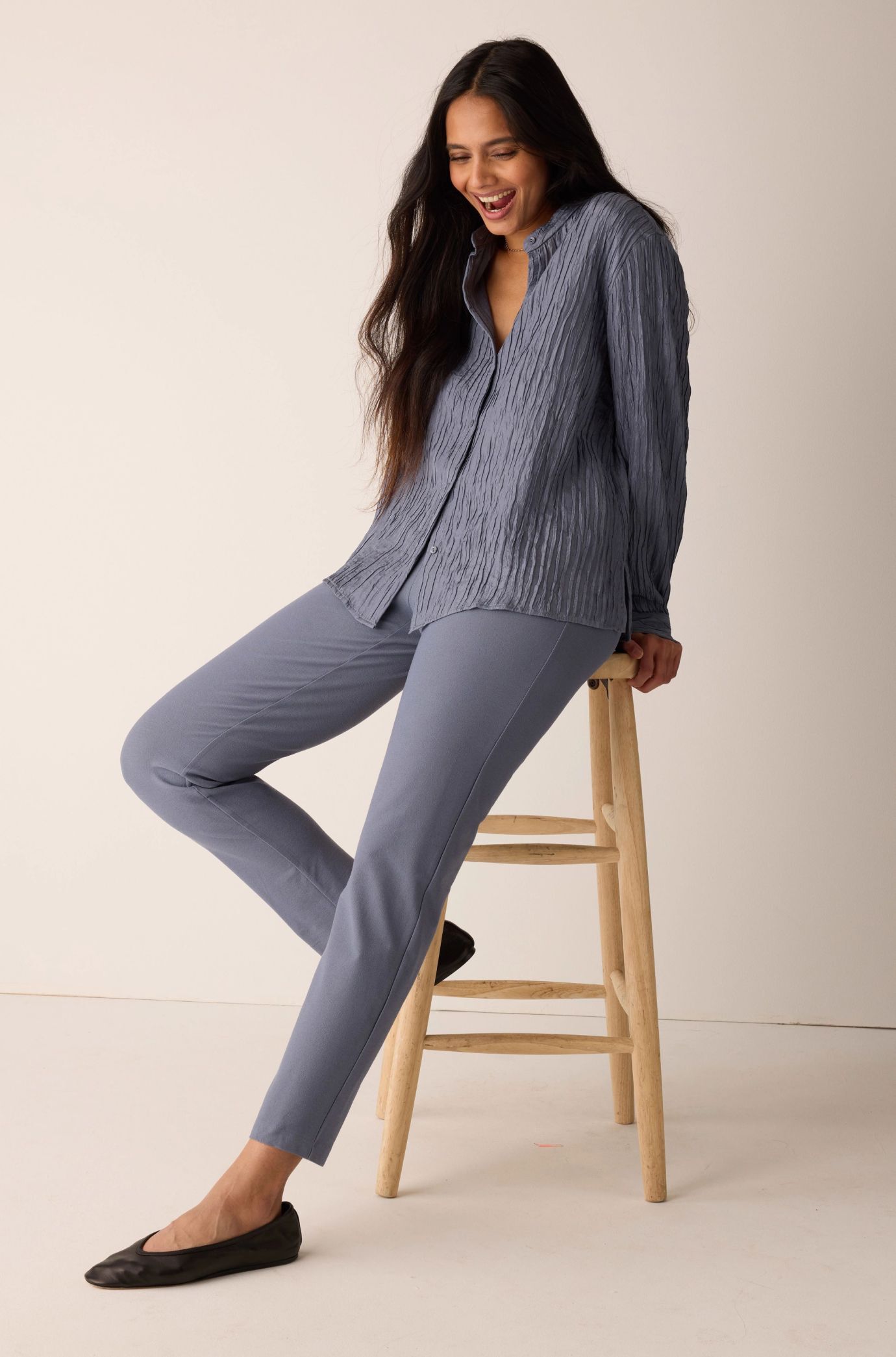 Washable Stretch Crepe Slim Pant