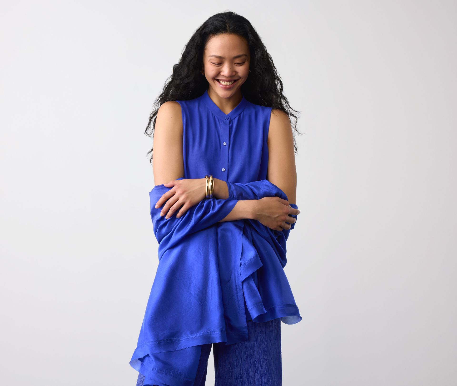 Silk Georgette Crepe Sleeveless Shirt Silk Georgette Crepe Sleeveless Shirt